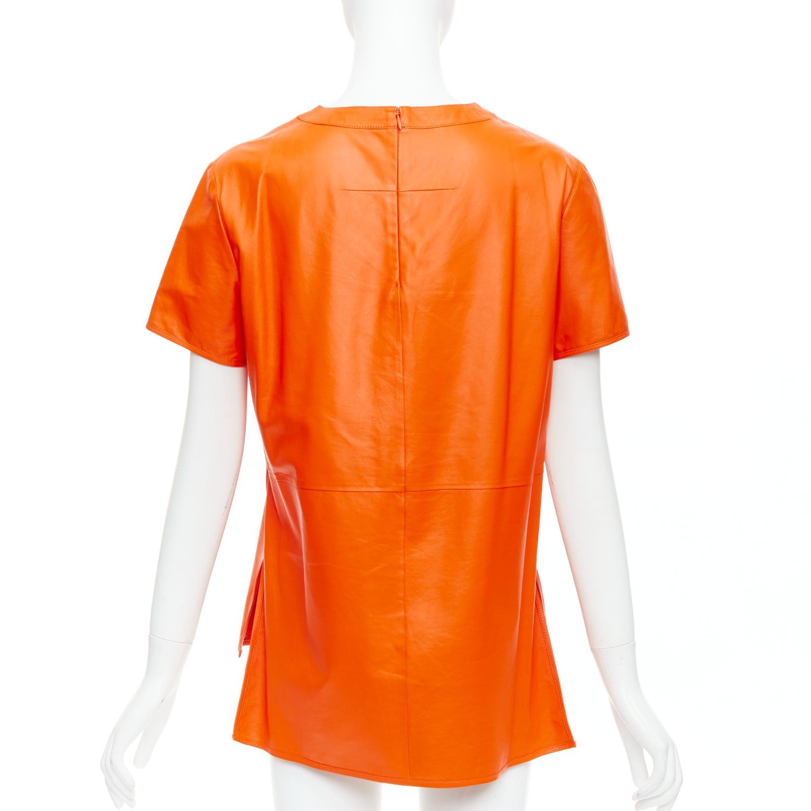 Givenchy GIVENCHY Riccardo Tisci orange lambskin leather hi-low shirt FR36 S Size S / US 4 / IT 40 - 5 Thumbnail
