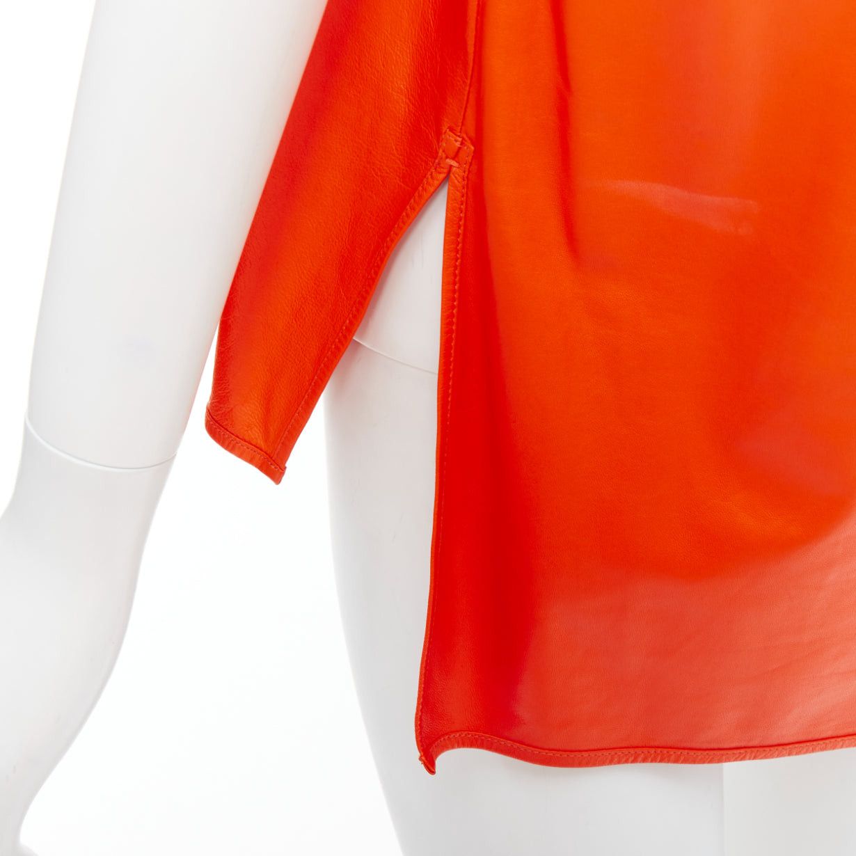 Givenchy GIVENCHY Riccardo Tisci orange lambskin leather hi-low shirt FR36 S Size S / US 4 / IT 40 - 7 Thumbnail