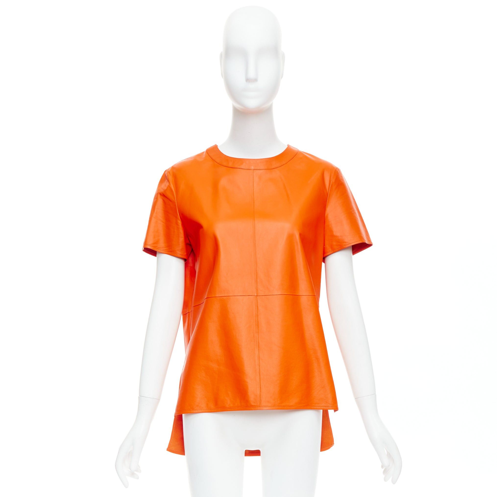 Givenchy GIVENCHY Riccardo Tisci orange lambskin leather hi-low shirt FR36 S Size S / US 4 / IT 40 - 9 Thumbnail