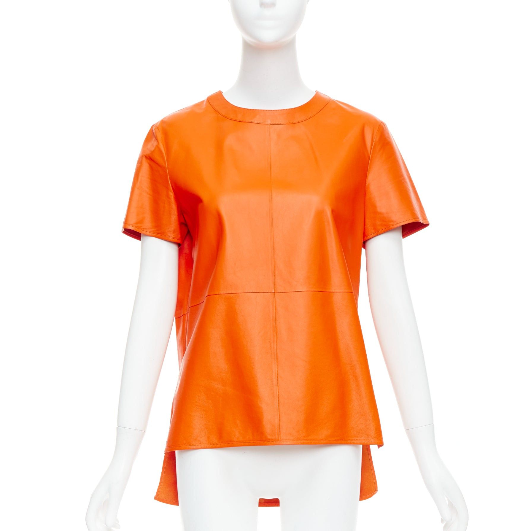 Givenchy GIVENCHY Riccardo Tisci orange lambskin leather hi-low shirt FR36 S Size S / US 4 / IT 40 - 3 Thumbnail