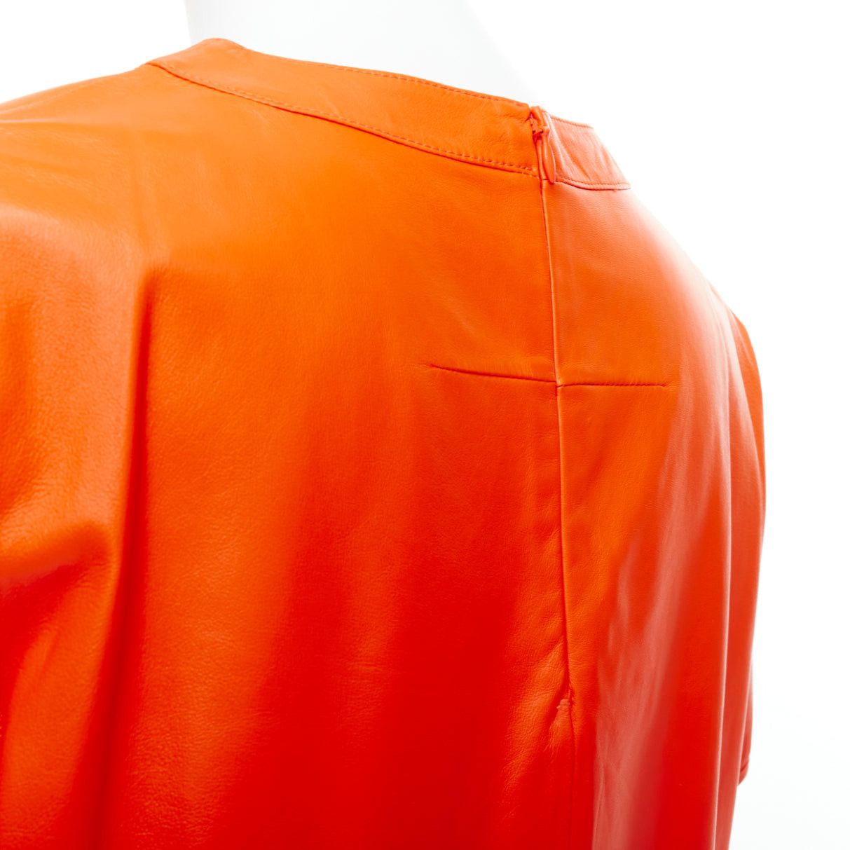 Givenchy GIVENCHY Riccardo Tisci orange lambskin leather hi-low shirt FR36 S Size S / US 4 / IT 40 - 2 Thumbnail