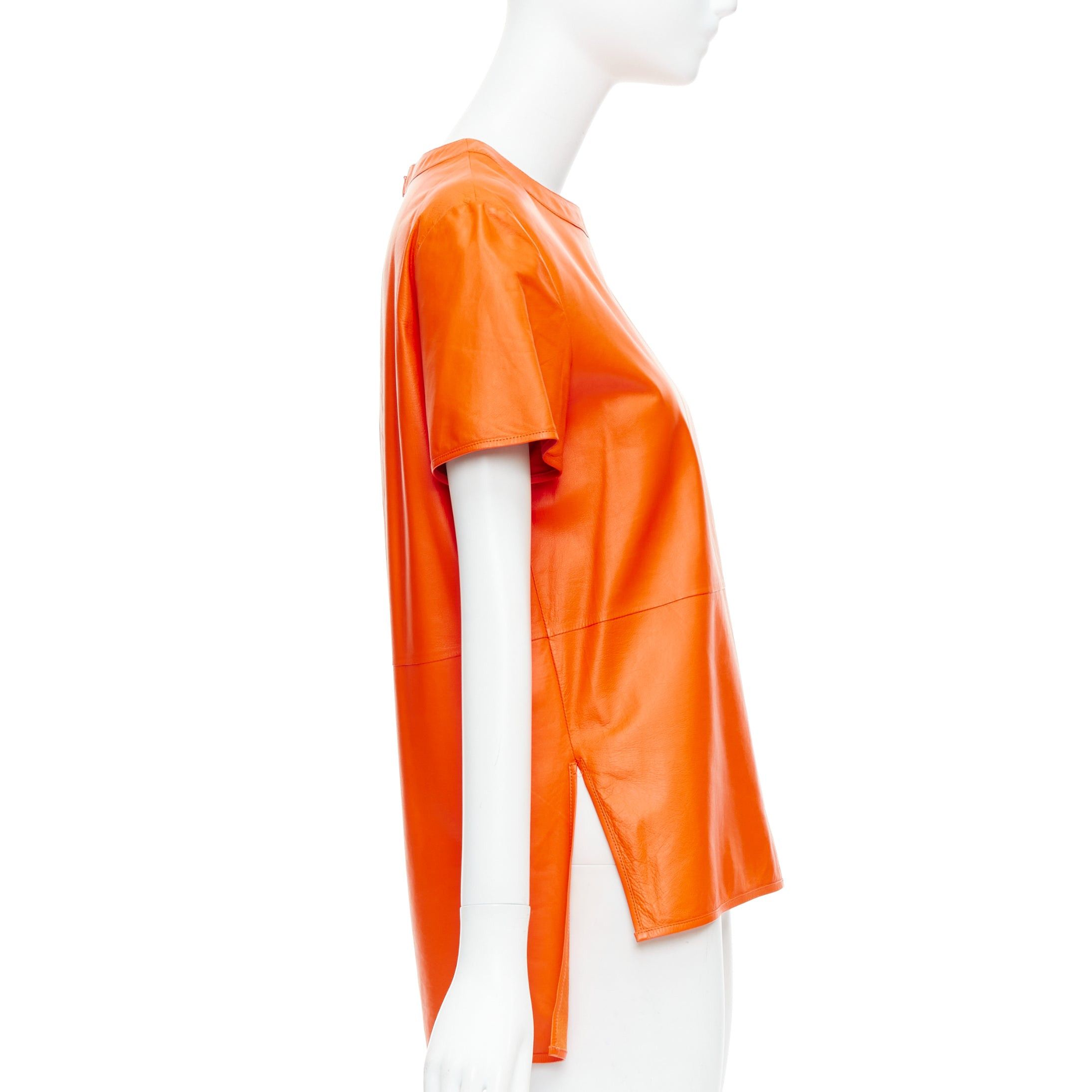 Givenchy GIVENCHY Riccardo Tisci orange lambskin leather hi-low shirt FR36 S Size S / US 4 / IT 40 - 4 Thumbnail