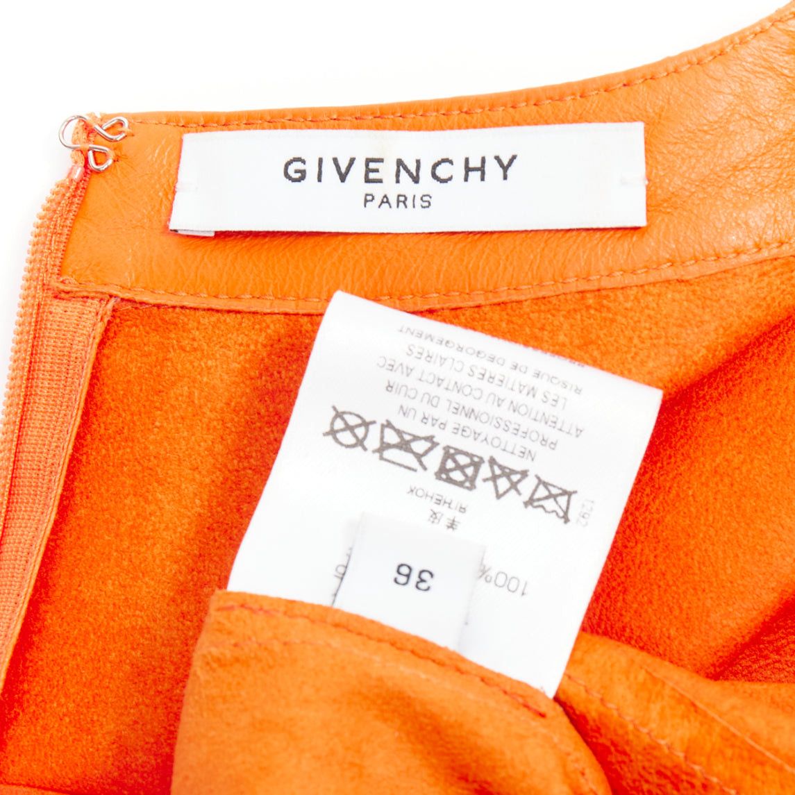 Givenchy GIVENCHY Riccardo Tisci orange lambskin leather hi-low shirt FR36 S Size S / US 4 / IT 40 - 8 Thumbnail