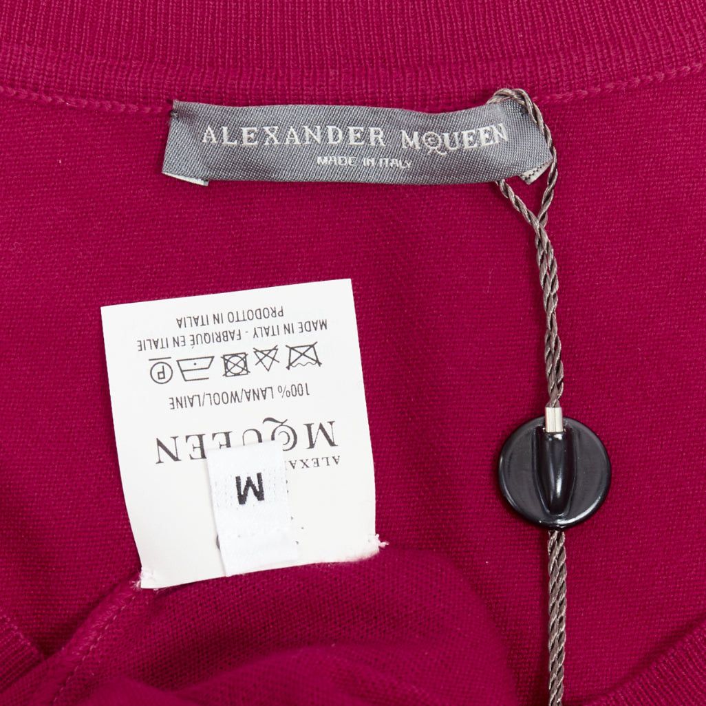 Alexander McQueen ALEXANDER MCQUEEN raspberry red 100% wool asymmetric drape sweater M Size M / US 6-8 / IT 42-44 - 8 Thumbnail