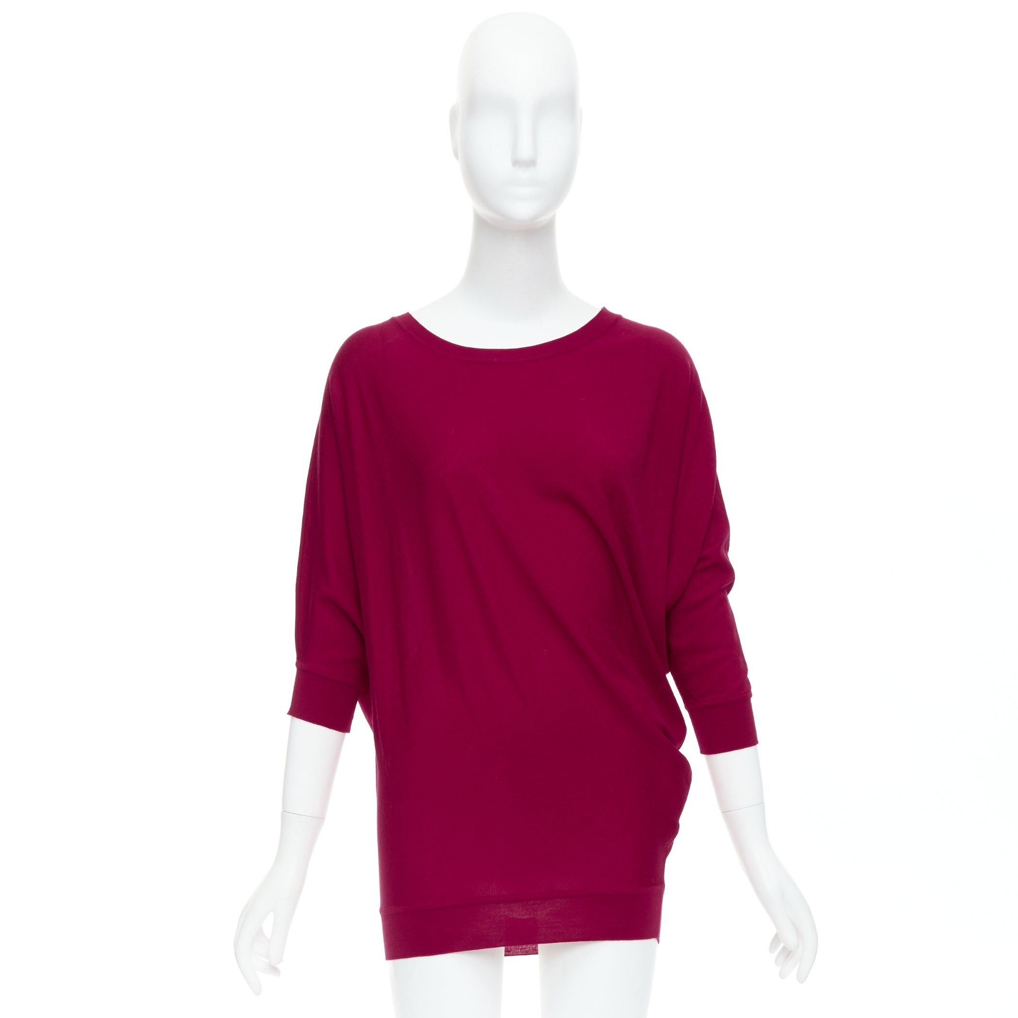 Alexander McQueen ALEXANDER MCQUEEN raspberry red 100% wool asymmetric drape sweater M Size M / US 6-8 / IT 42-44 - 9 Thumbnail