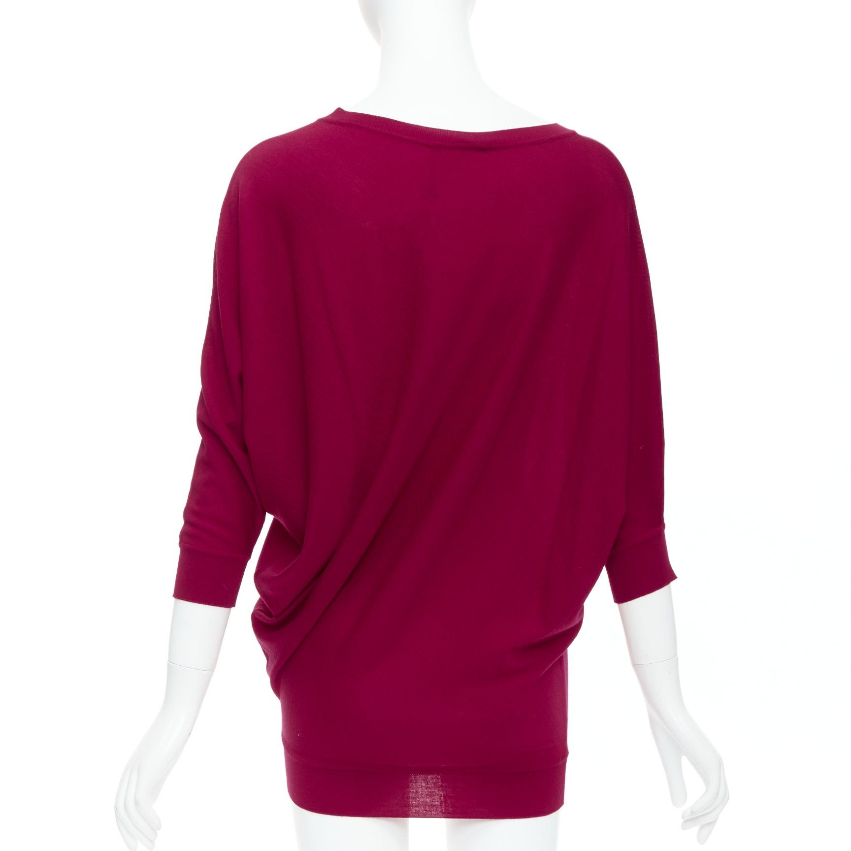 Alexander McQueen ALEXANDER MCQUEEN raspberry red 100% wool asymmetric drape sweater M Size M / US 6-8 / IT 42-44 - 5 Thumbnail