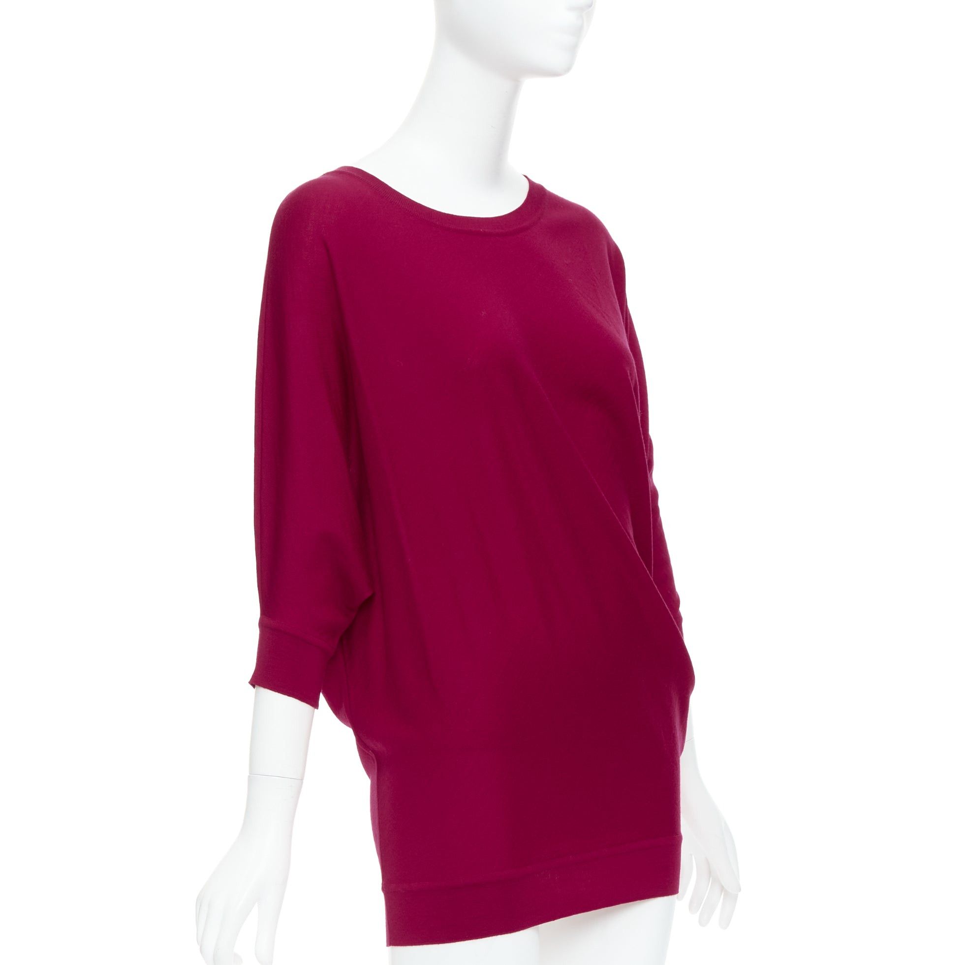 Alexander McQueen ALEXANDER MCQUEEN raspberry red 100% wool asymmetric drape sweater M Size M / US 6-8 / IT 42-44 - 3 Thumbnail