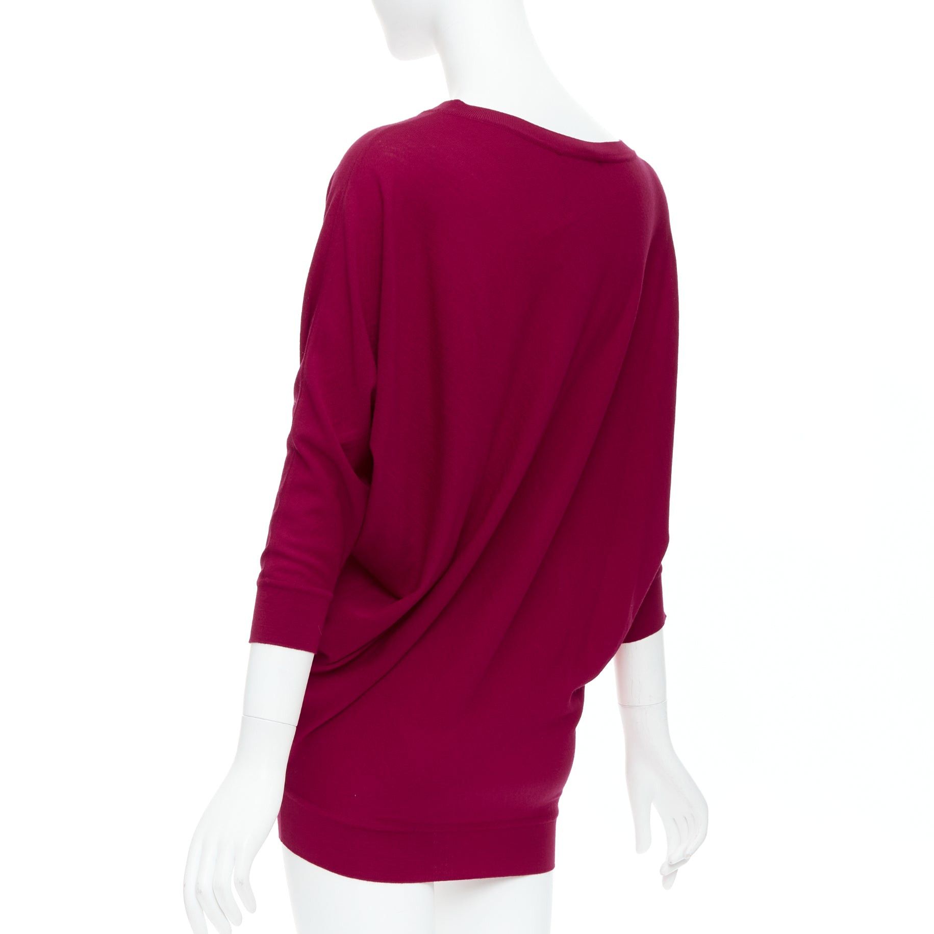 Alexander McQueen ALEXANDER MCQUEEN raspberry red 100% wool asymmetric drape sweater M Size M / US 6-8 / IT 42-44 - 6 Thumbnail