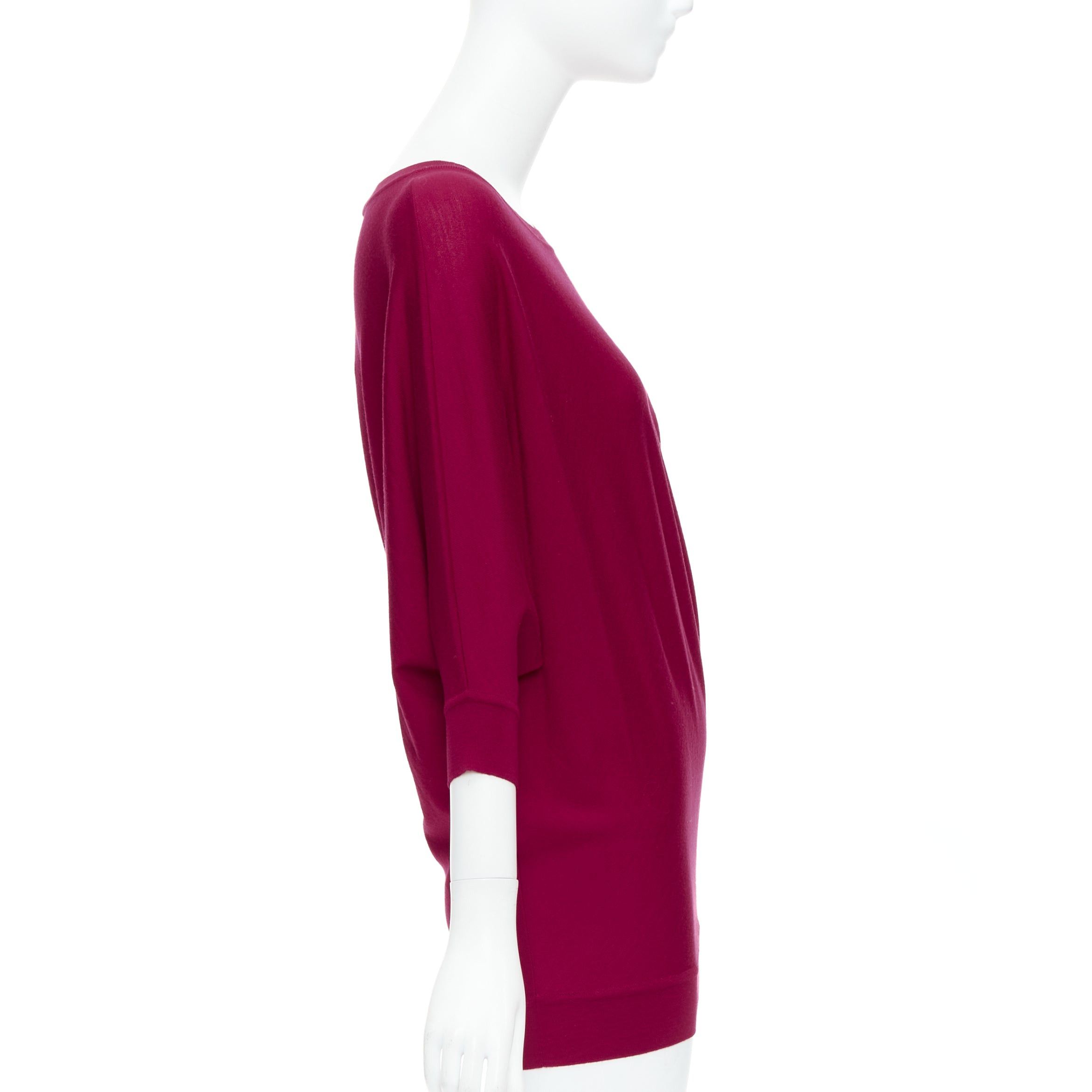 Alexander McQueen ALEXANDER MCQUEEN raspberry red 100% wool asymmetric drape sweater M Size M / US 6-8 / IT 42-44 - 4 Thumbnail