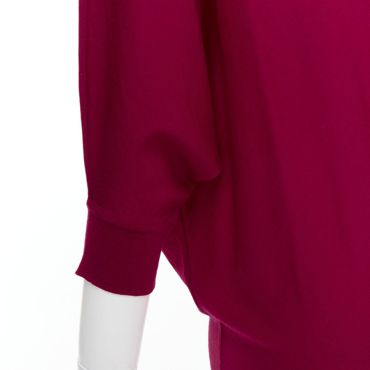 Alexander McQueen ALEXANDER MCQUEEN raspberry red 100% wool asymmetric drape sweater M Size M / US 6-8 / IT 42-44 - 2 Thumbnail