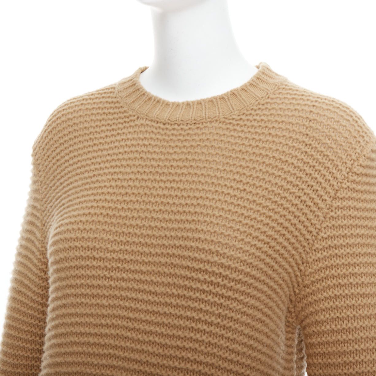 Marni MARNI 100% virgin wool camel brown contrasting ribbed knit slit side sweater IT38 XS Size XS / US 0-2 / IT 36-38 - 2 Thumbnail