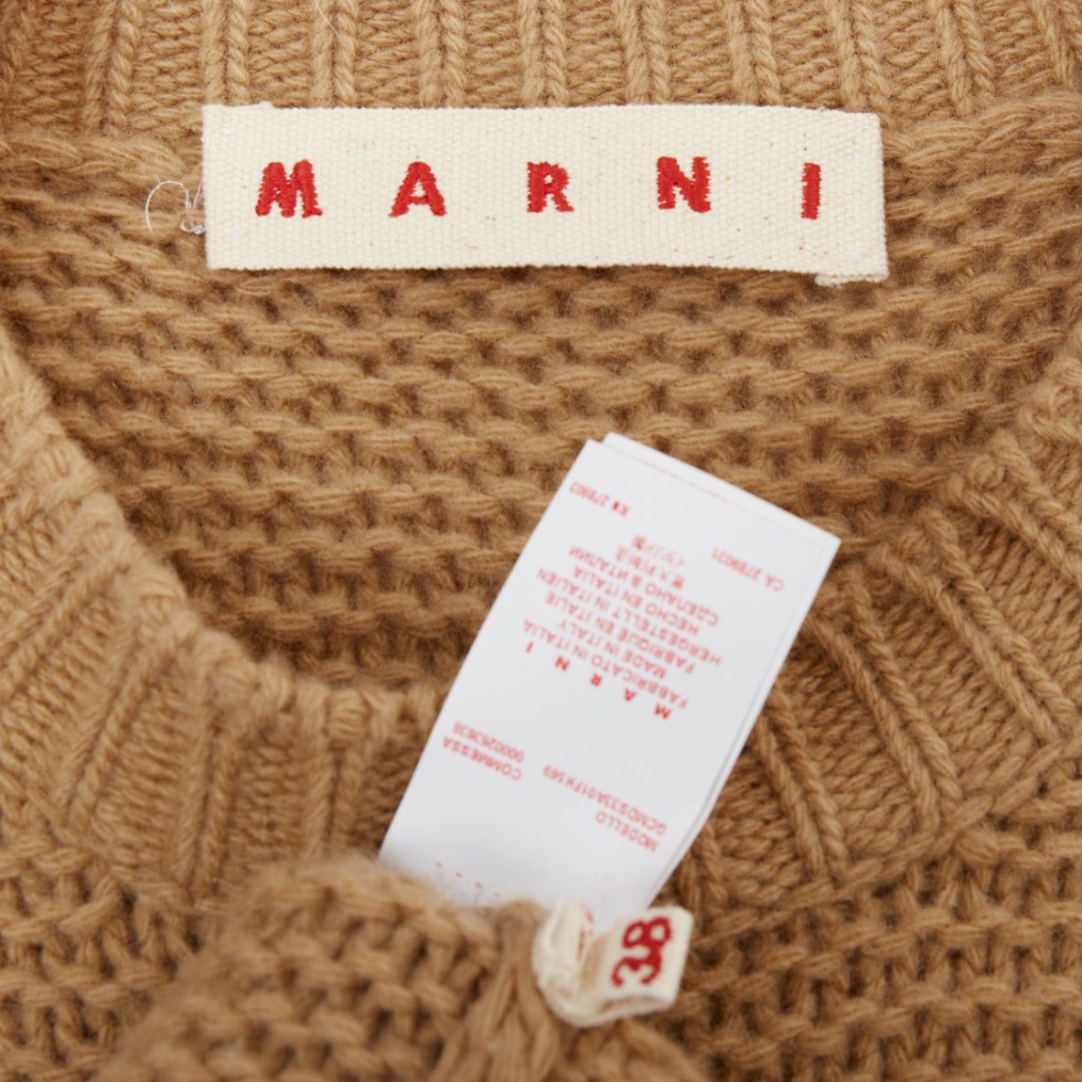 Marni MARNI 100% virgin wool camel brown contrasting ribbed knit slit side sweater IT38 XS Size XS / US 0-2 / IT 36-38 - 8 Thumbnail