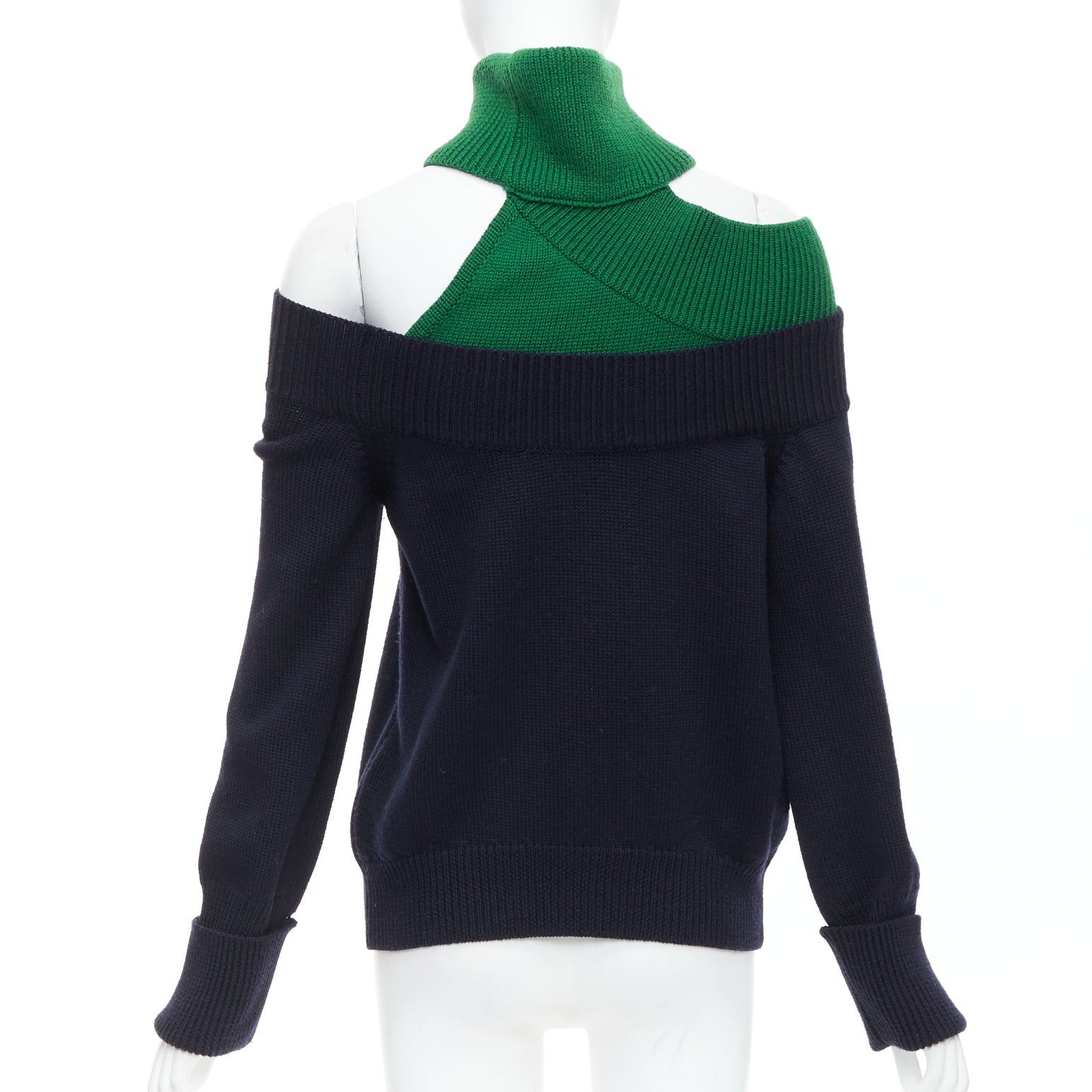 MONSE MONSE navy green merino wool asymmetric cut out sweater S Size S / US 4 / IT 40 - 5 Thumbnail