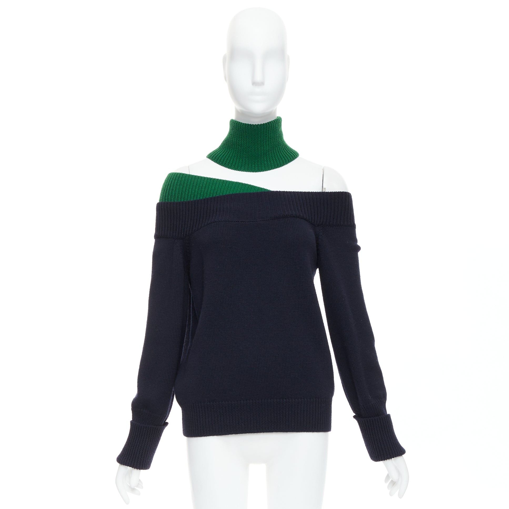 MONSE MONSE navy green merino wool asymmetric cut out sweater S Size S / US 4 / IT 40 - 9 Thumbnail