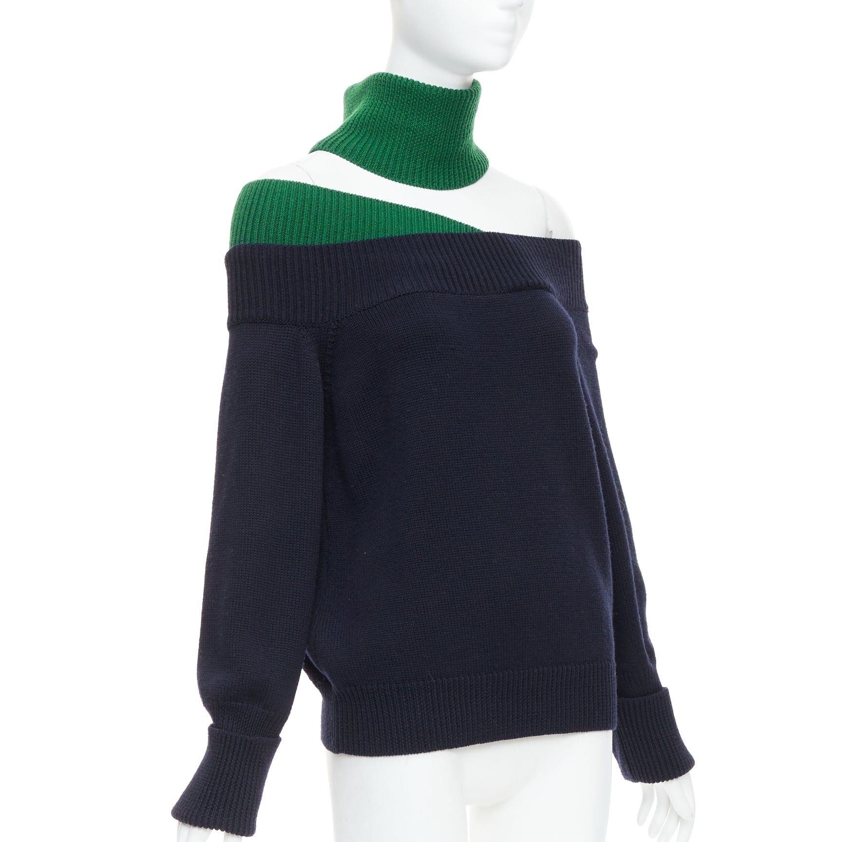 MONSE MONSE navy green merino wool asymmetric cut out sweater S Size S / US 4 / IT 40 - 3 Thumbnail