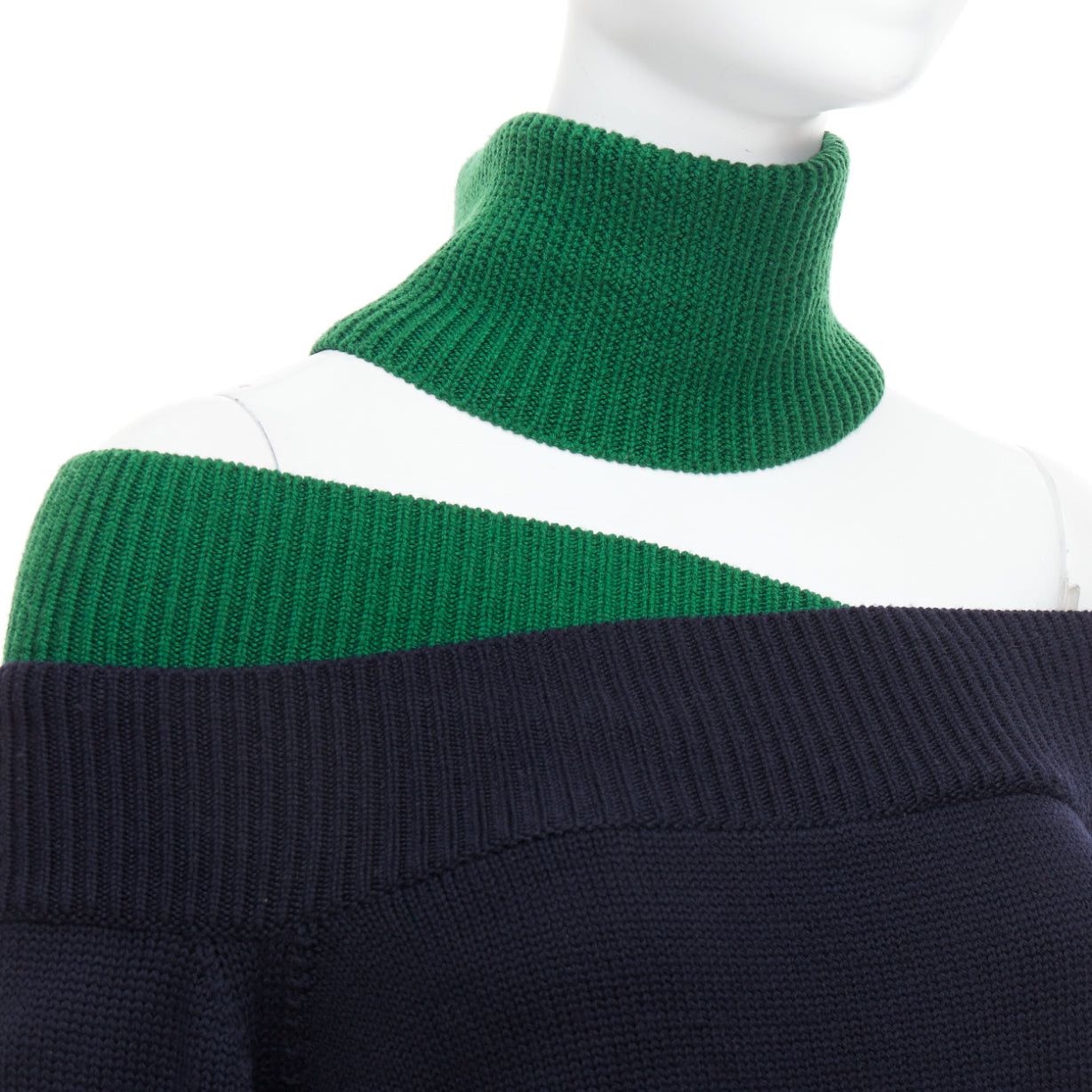 MONSE MONSE navy green merino wool asymmetric cut out sweater S Size S / US 4 / IT 40 - 2 Thumbnail