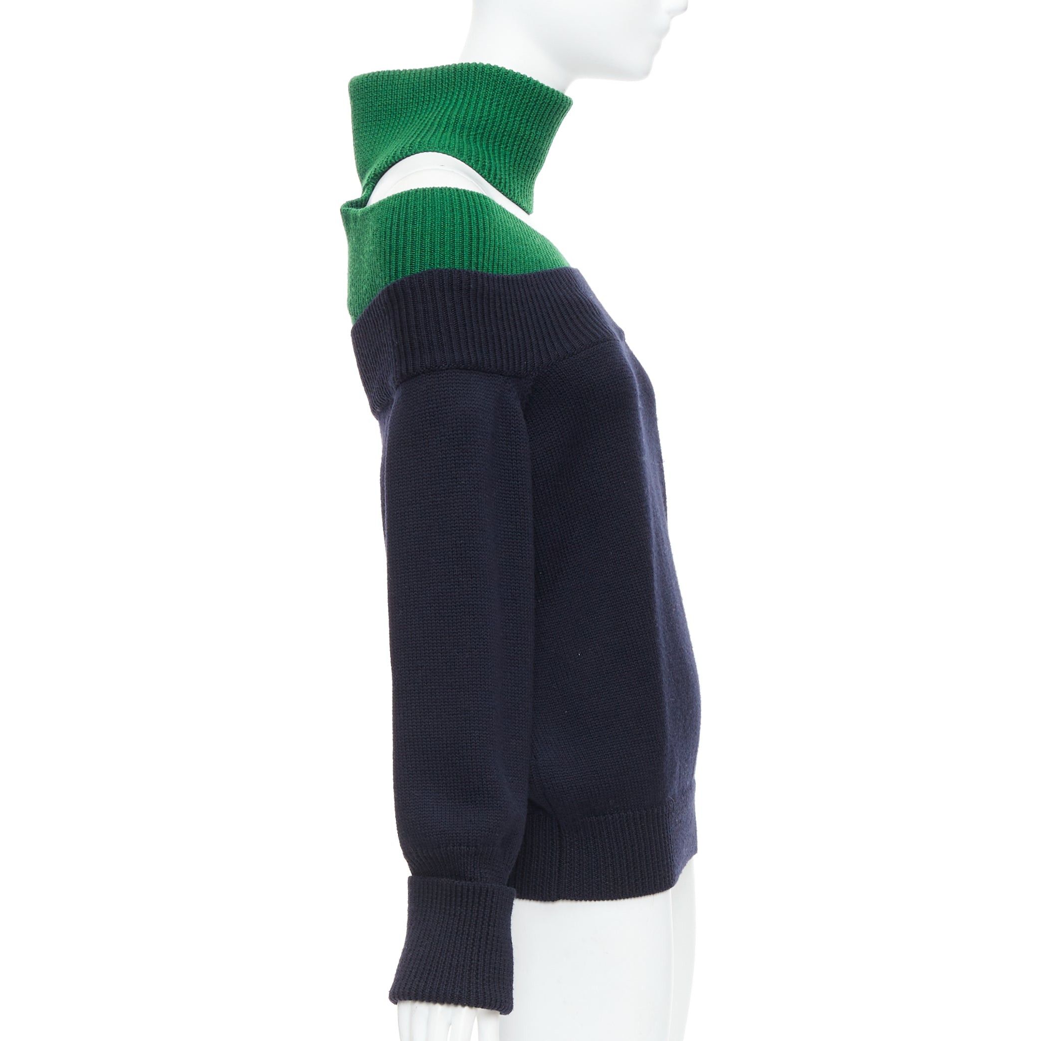 MONSE MONSE navy green merino wool asymmetric cut out sweater S Size S / US 4 / IT 40 - 4 Thumbnail