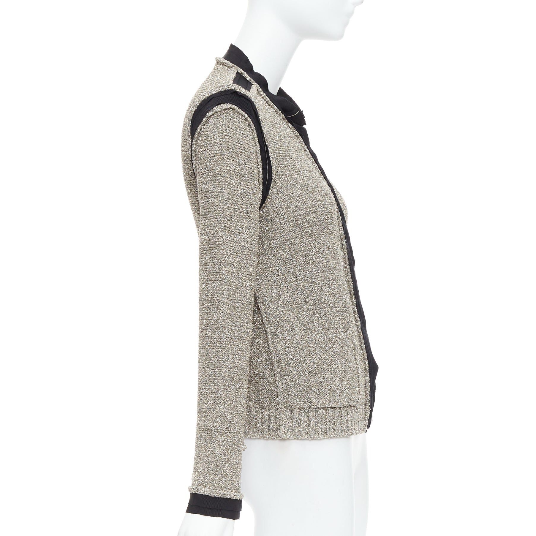 Lanvin LANVIN 2014 metallic gold black trim long sleeve cardigan S Size S / US 4 / IT 40 - 5 Thumbnail