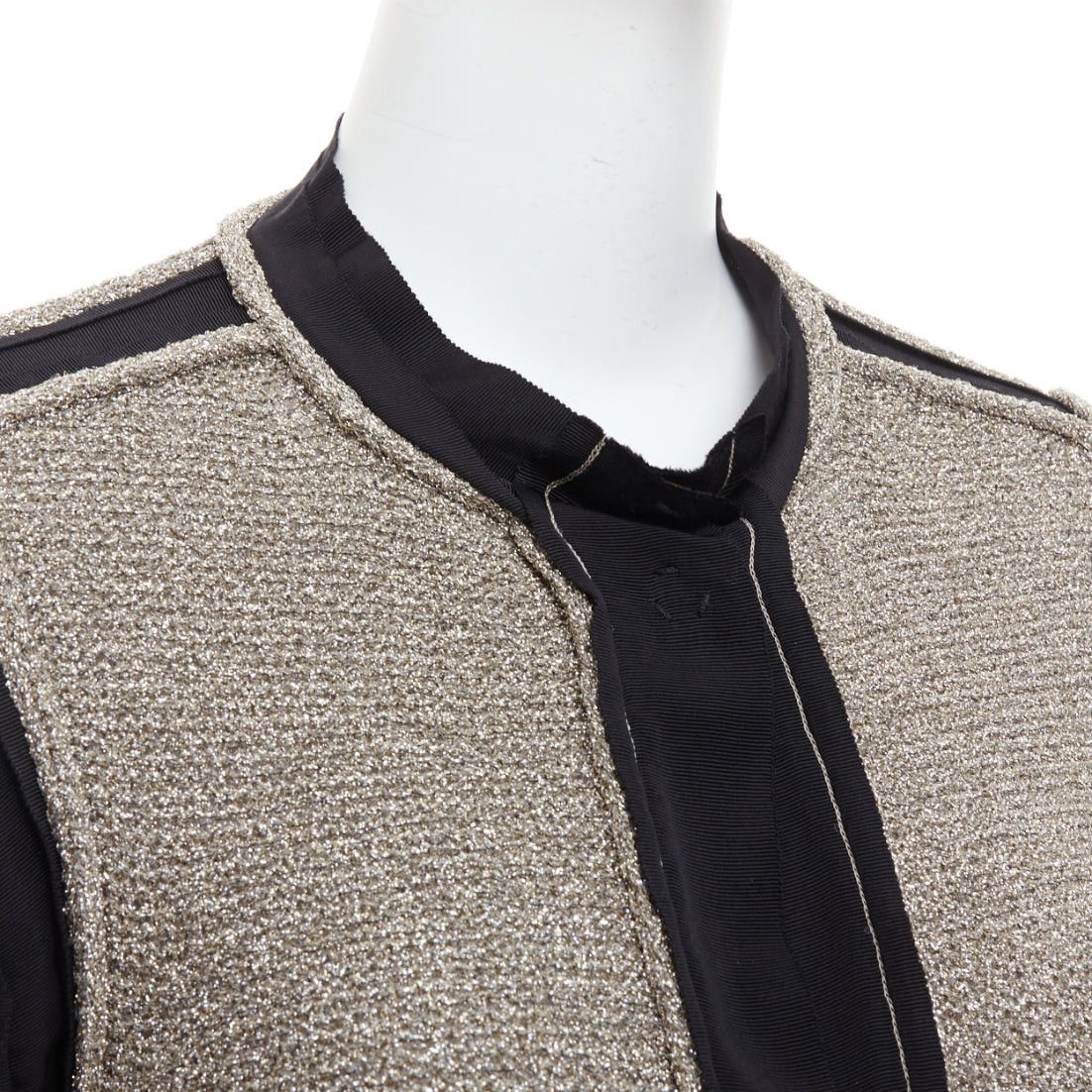 Lanvin LANVIN 2014 metallic gold black trim long sleeve cardigan S Size S / US 4 / IT 40 - 2 Thumbnail