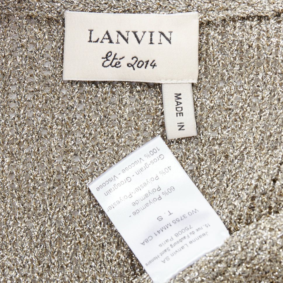 Lanvin LANVIN 2014 metallic gold black trim long sleeve cardigan S Size S / US 4 / IT 40 - 9 Thumbnail