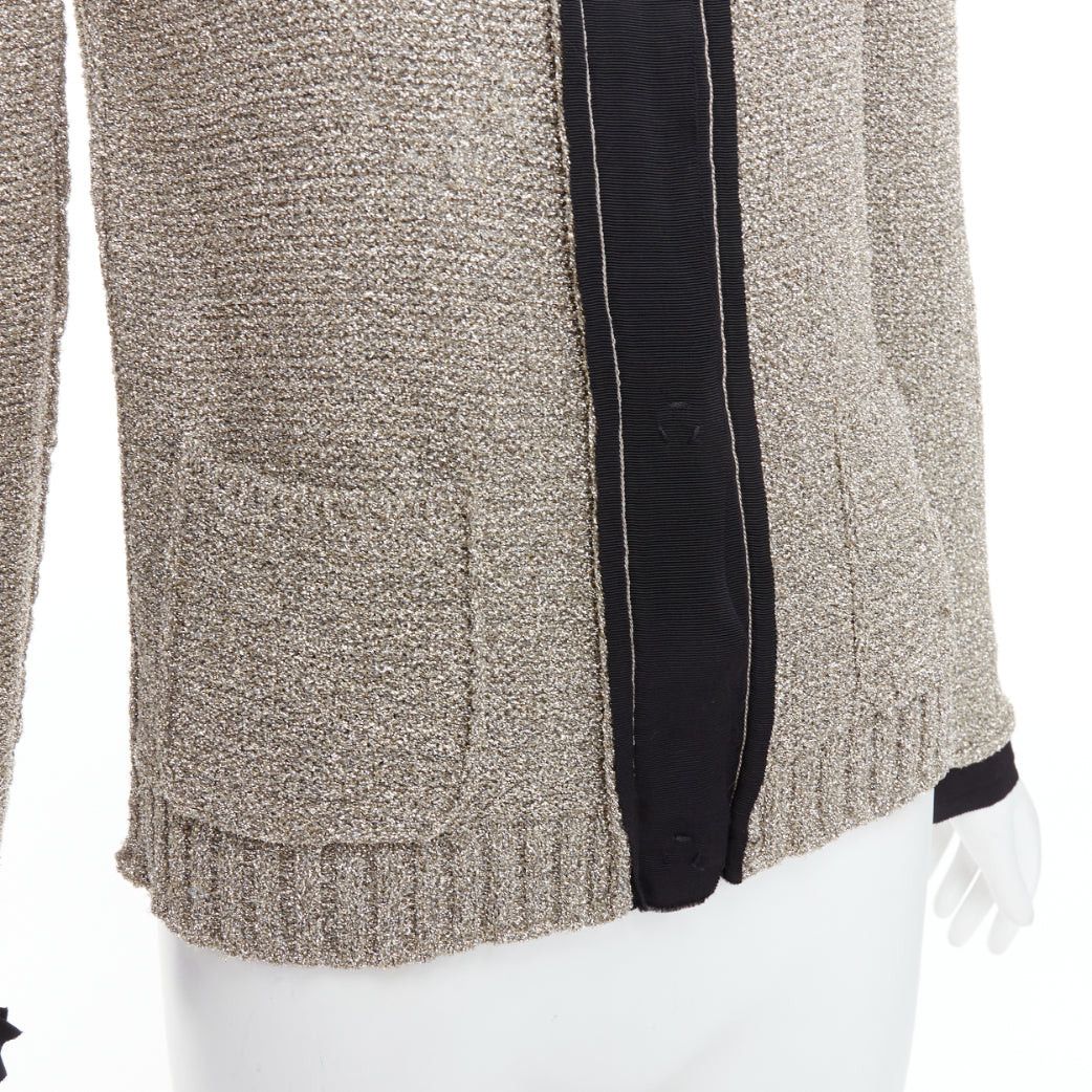 Lanvin LANVIN 2014 metallic gold black trim long sleeve cardigan S Size S / US 4 / IT 40 - 8 Thumbnail