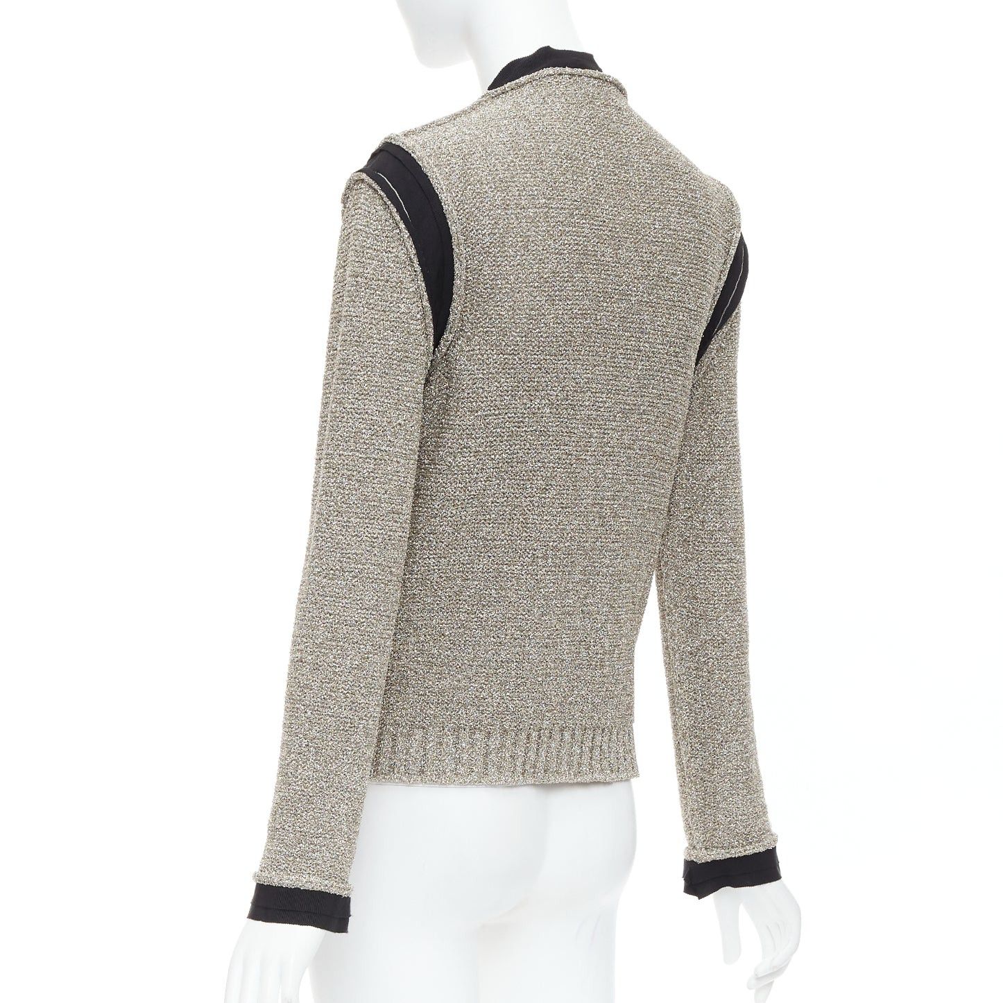 Lanvin LANVIN 2014 metallic gold black trim long sleeve cardigan S Size S / US 4 / IT 40 - 7 Thumbnail