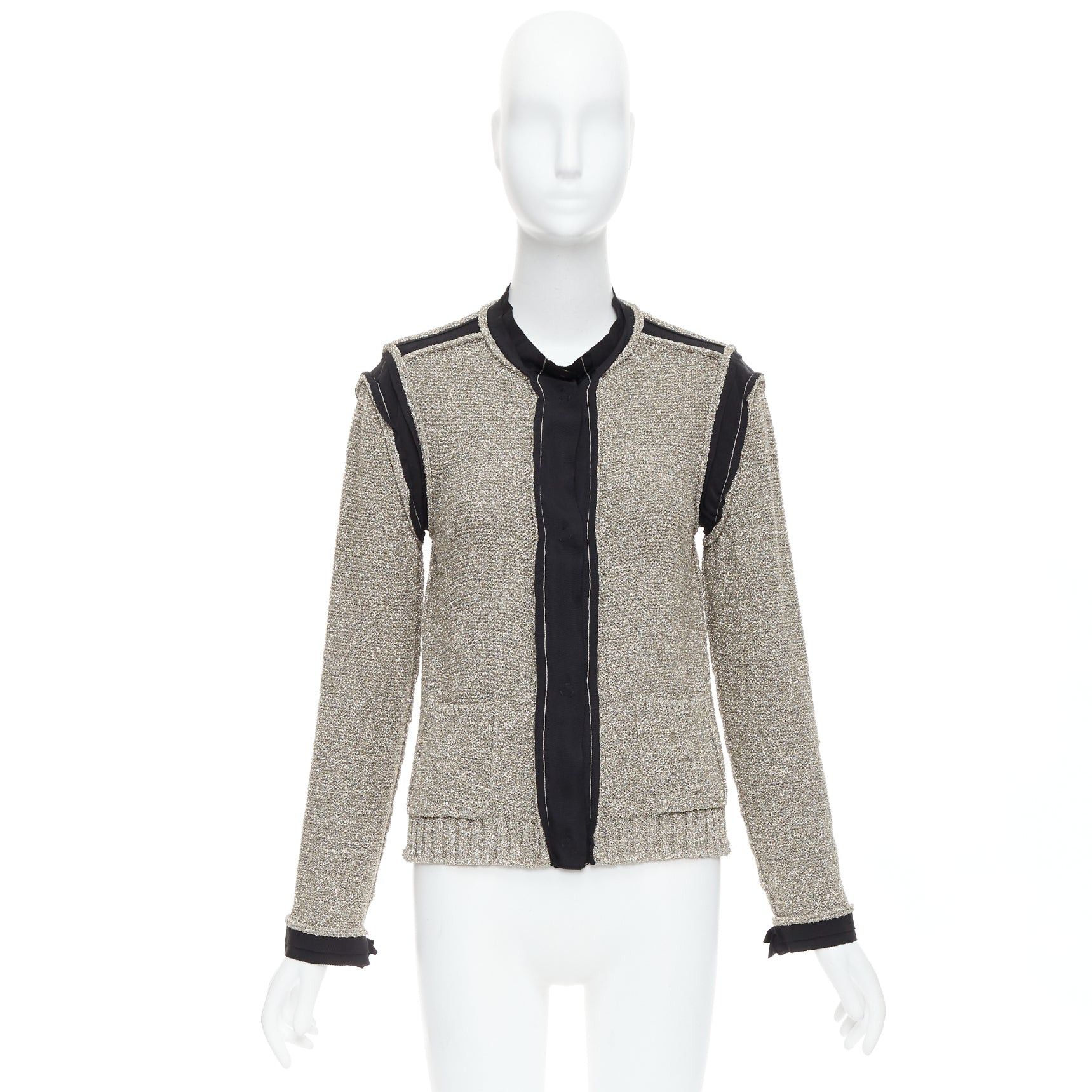 Lanvin LANVIN 2014 metallic gold black trim long sleeve cardigan S Size S / US 4 / IT 40 - 10 Thumbnail