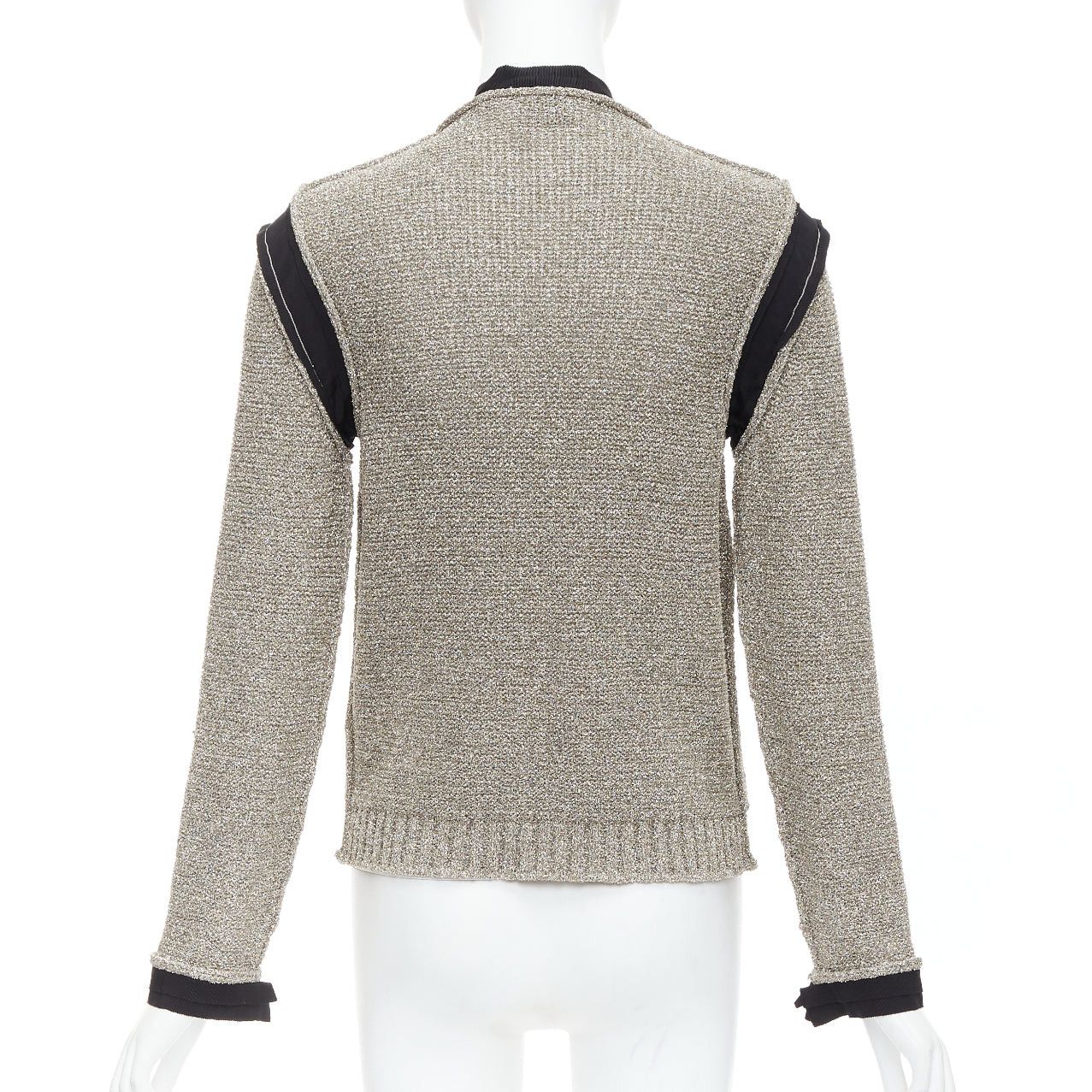 Lanvin LANVIN 2014 metallic gold black trim long sleeve cardigan S Size S / US 4 / IT 40 - 6 Thumbnail