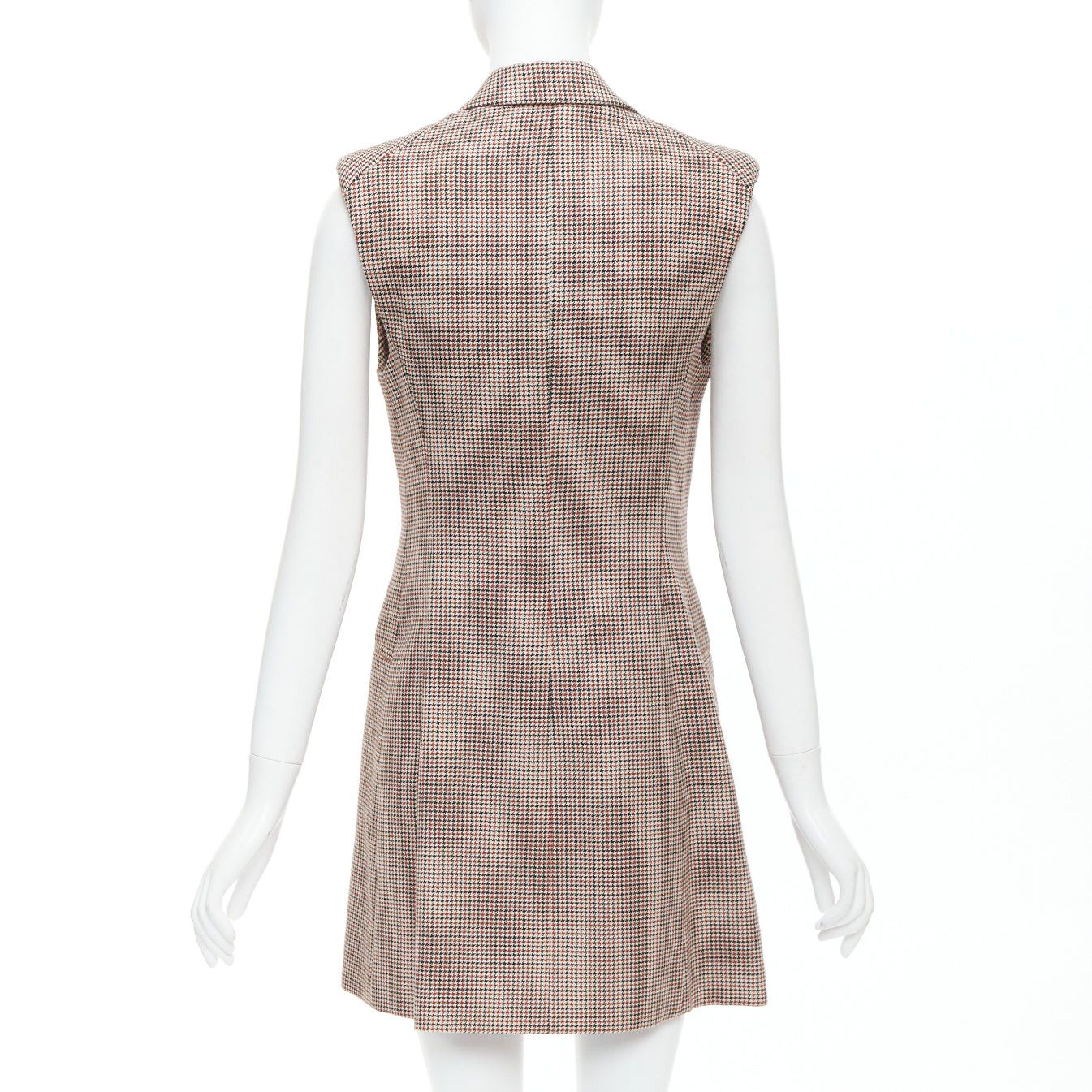 Stella McCartney STELLA MCCARTNEY 2017 burgundy houndstooth double collar blazer dress IT40 S Size S / US 4 / IT 40 - 6 Thumbnail