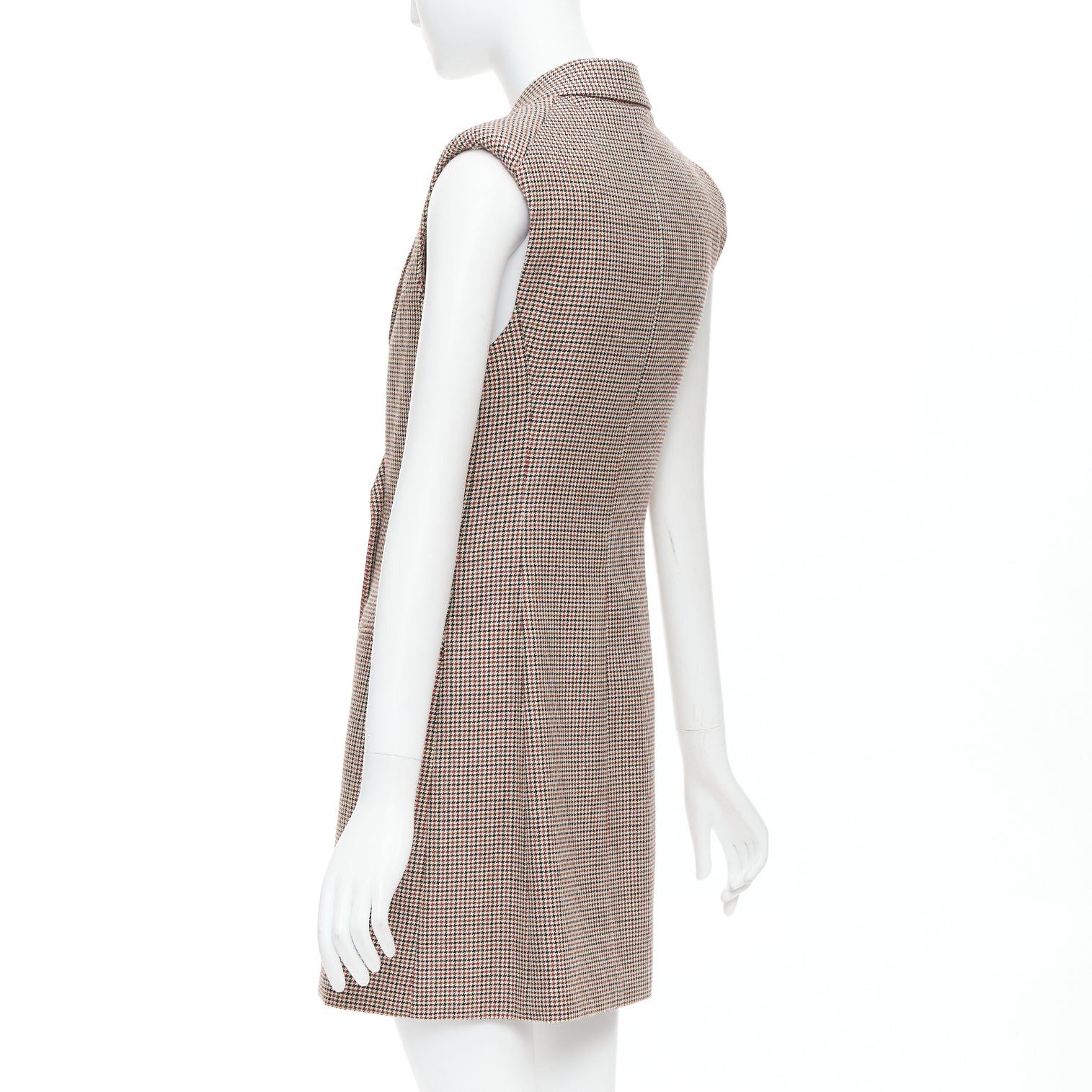 Stella McCartney STELLA MCCARTNEY 2017 burgundy houndstooth double collar blazer dress IT40 S Size S / US 4 / IT 40 - 7 Thumbnail