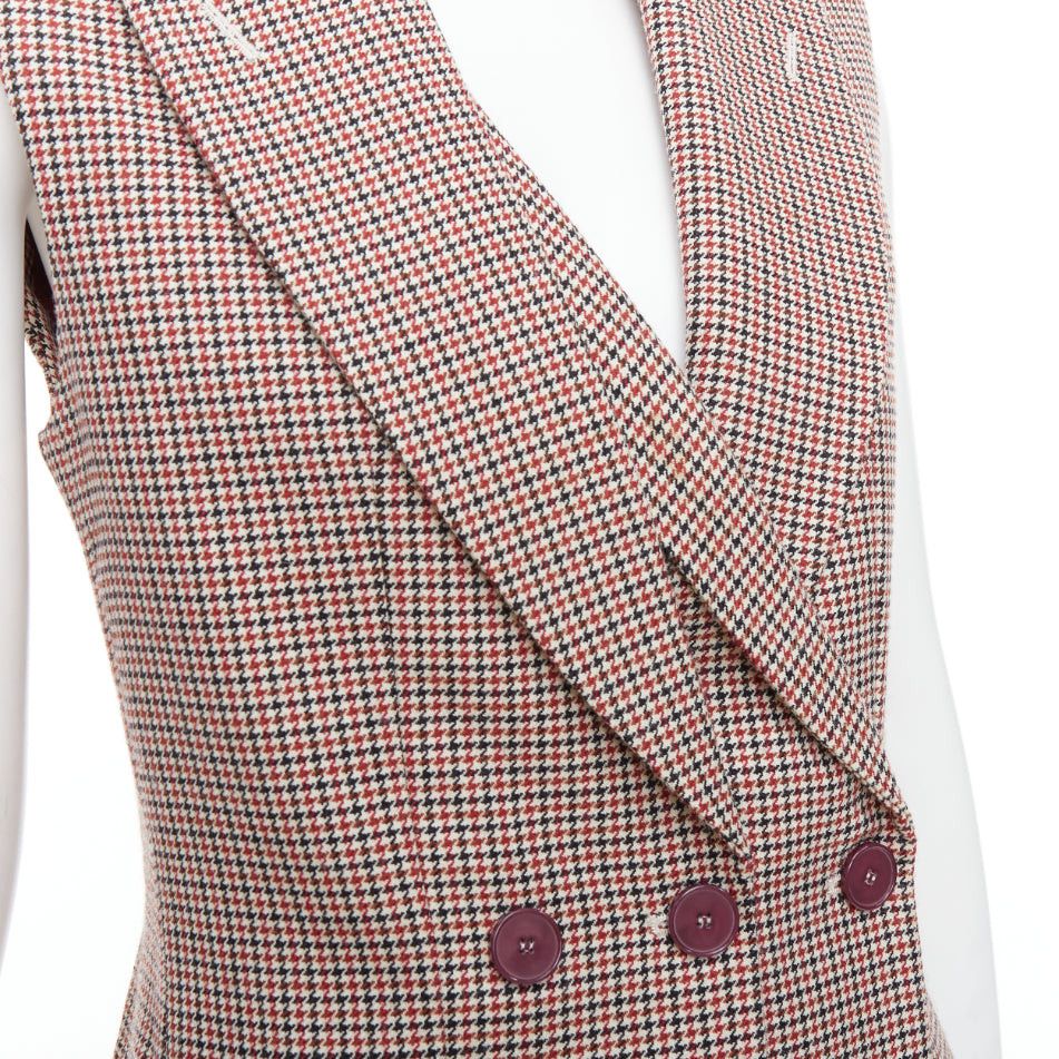 Stella McCartney STELLA MCCARTNEY 2017 burgundy houndstooth double collar blazer dress IT40 S Size S / US 4 / IT 40 - 2 Thumbnail