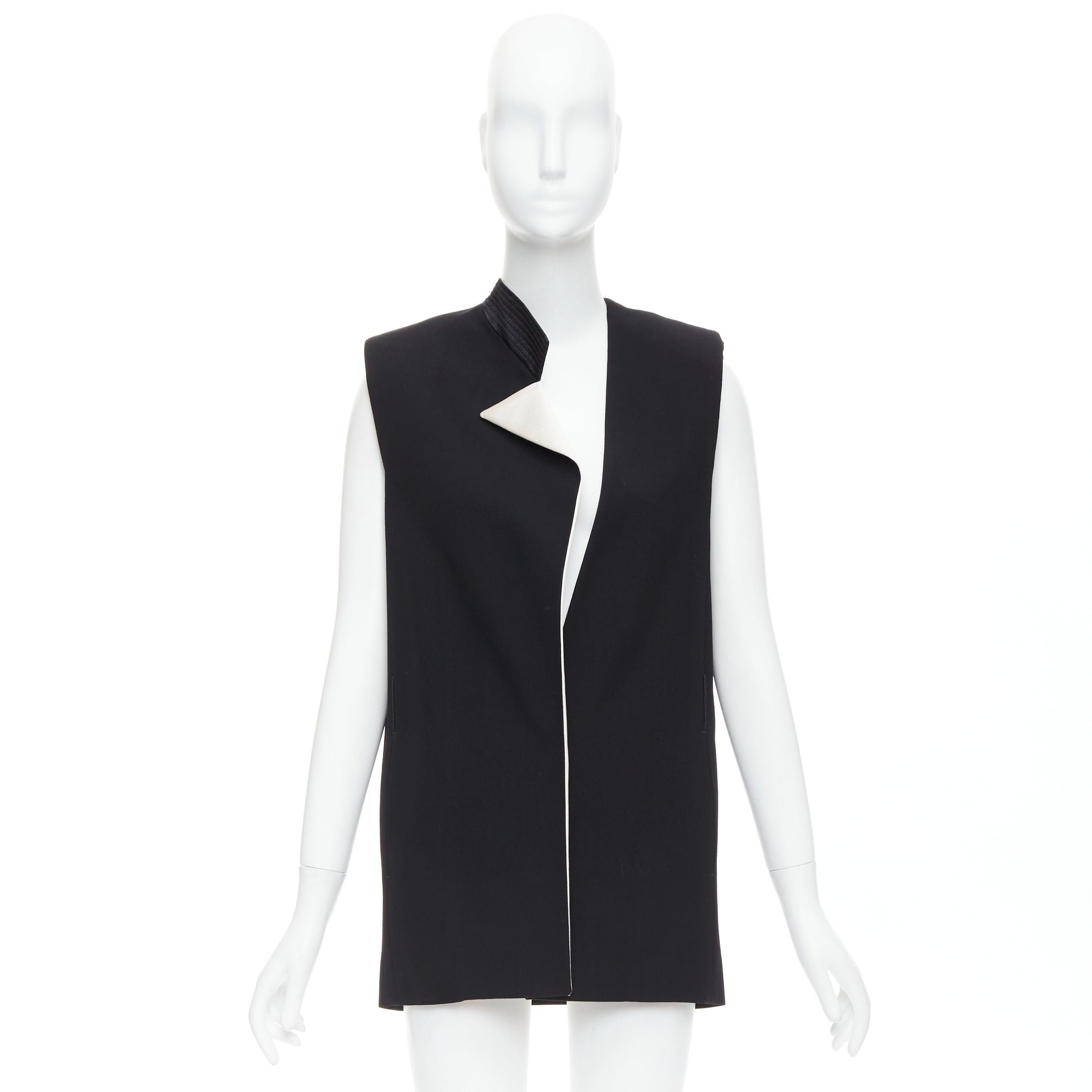Lanvin LANVIN 2013 black cream wool silk trimmed padded boxy vest FR36 S Size S / US 4 / IT 40 - 10 Thumbnail