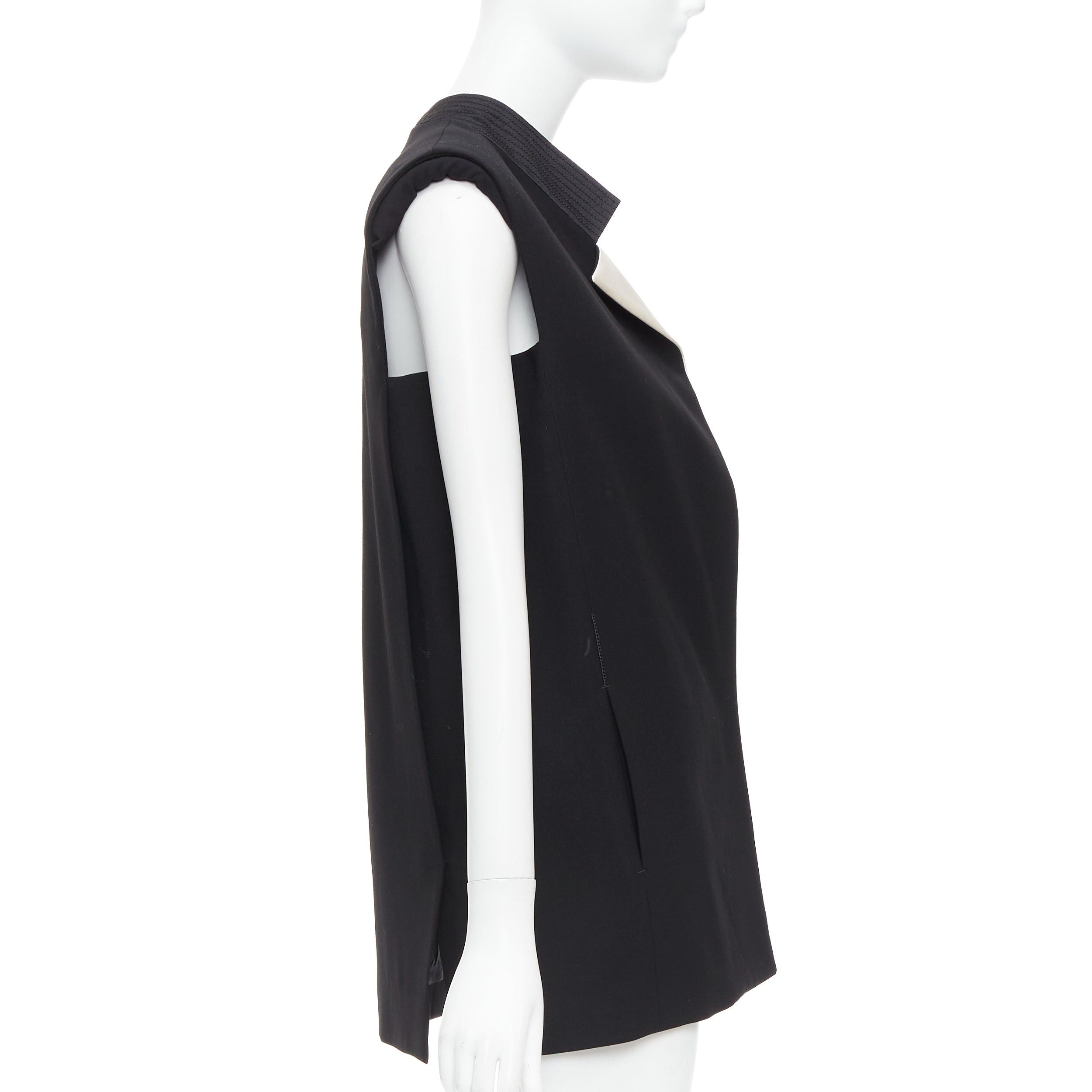 Lanvin LANVIN 2013 black cream wool silk trimmed padded boxy vest FR36 S Size S / US 4 / IT 40 - 5 Thumbnail