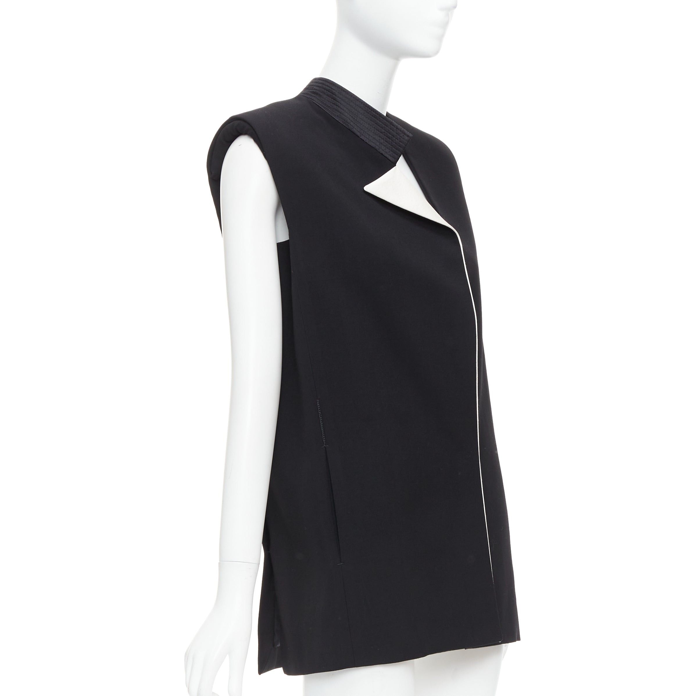 Lanvin LANVIN 2013 black cream wool silk trimmed padded boxy vest FR36 S Size S / US 4 / IT 40 - 4 Thumbnail