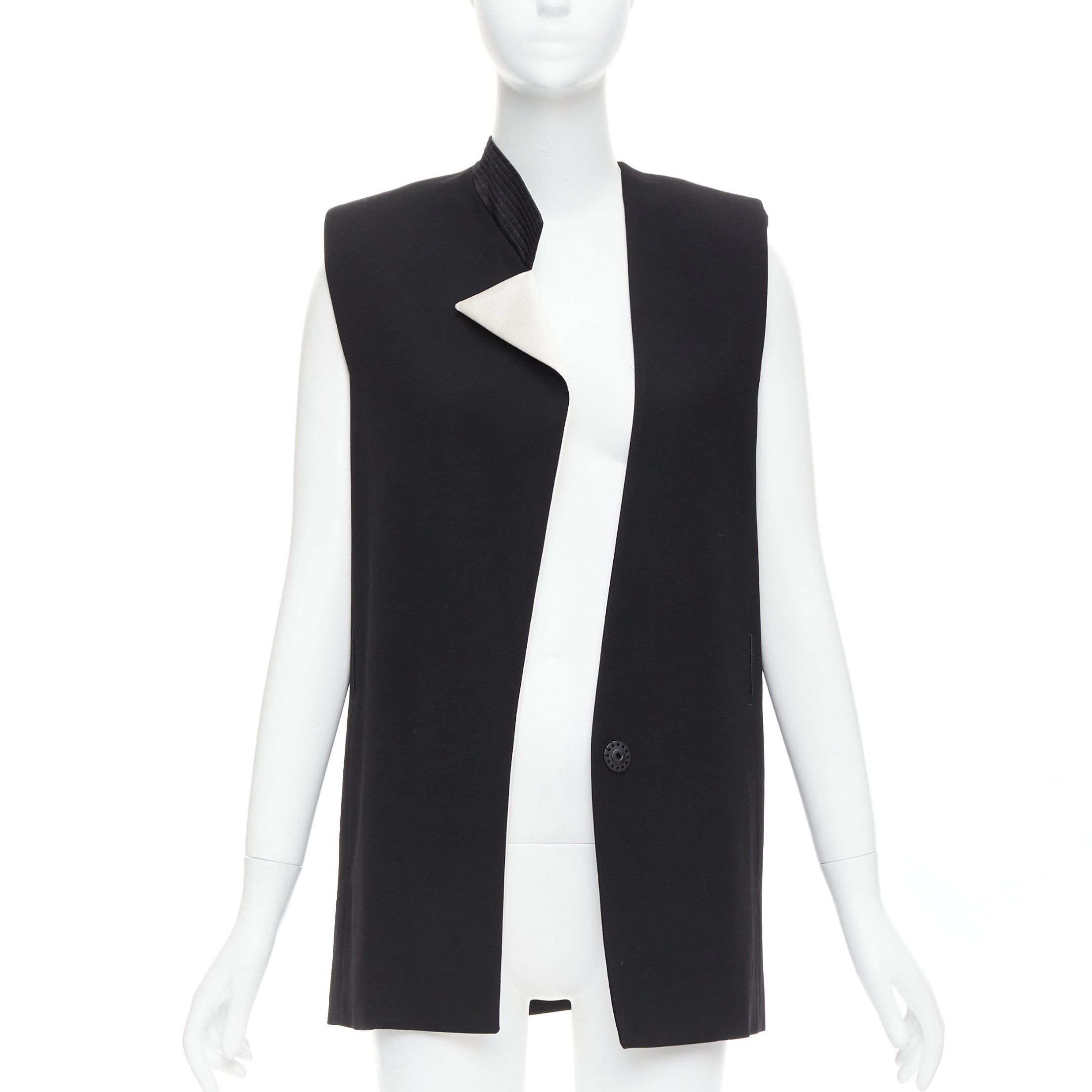 Lanvin LANVIN 2013 black cream wool silk trimmed padded boxy vest FR36 S Size S / US 4 / IT 40 - 3 Thumbnail