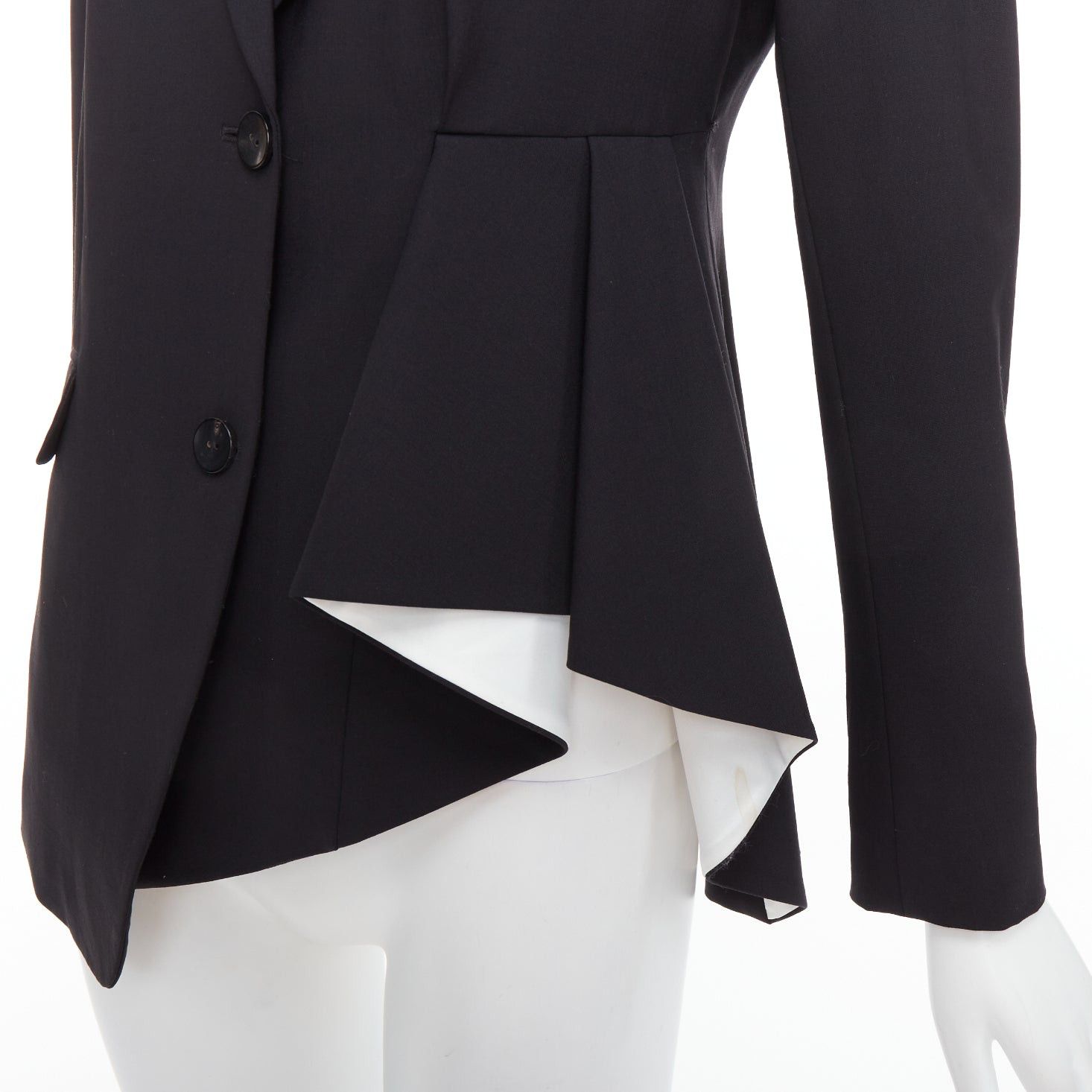 Theory THEORY black virgin wool blend cascade drape pleated side blazer US2 S Size S / US 4 / IT 40 - 2 Thumbnail