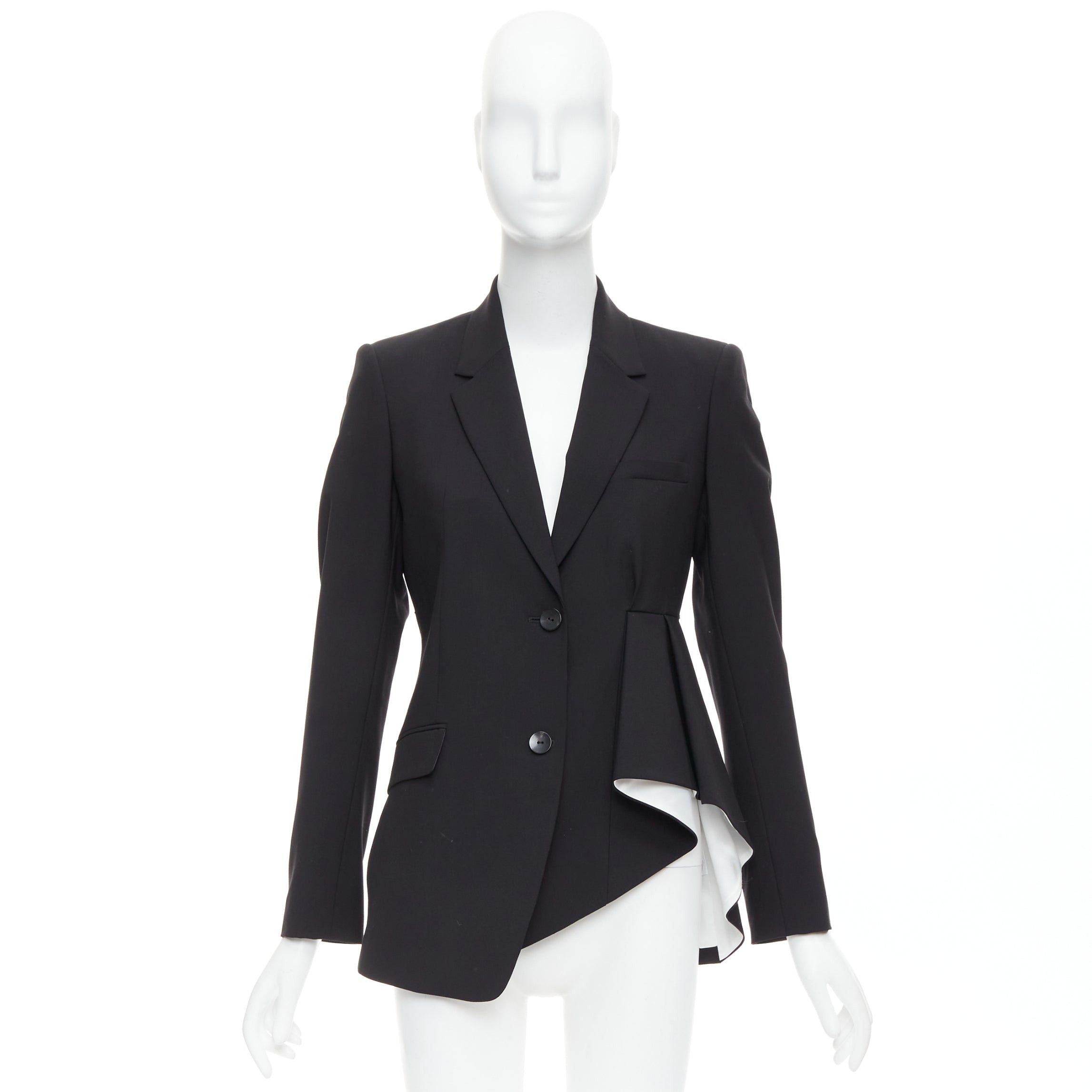 Theory THEORY black virgin wool blend cascade drape pleated side blazer US2 S Size S / US 4 / IT 40 - 10 Thumbnail