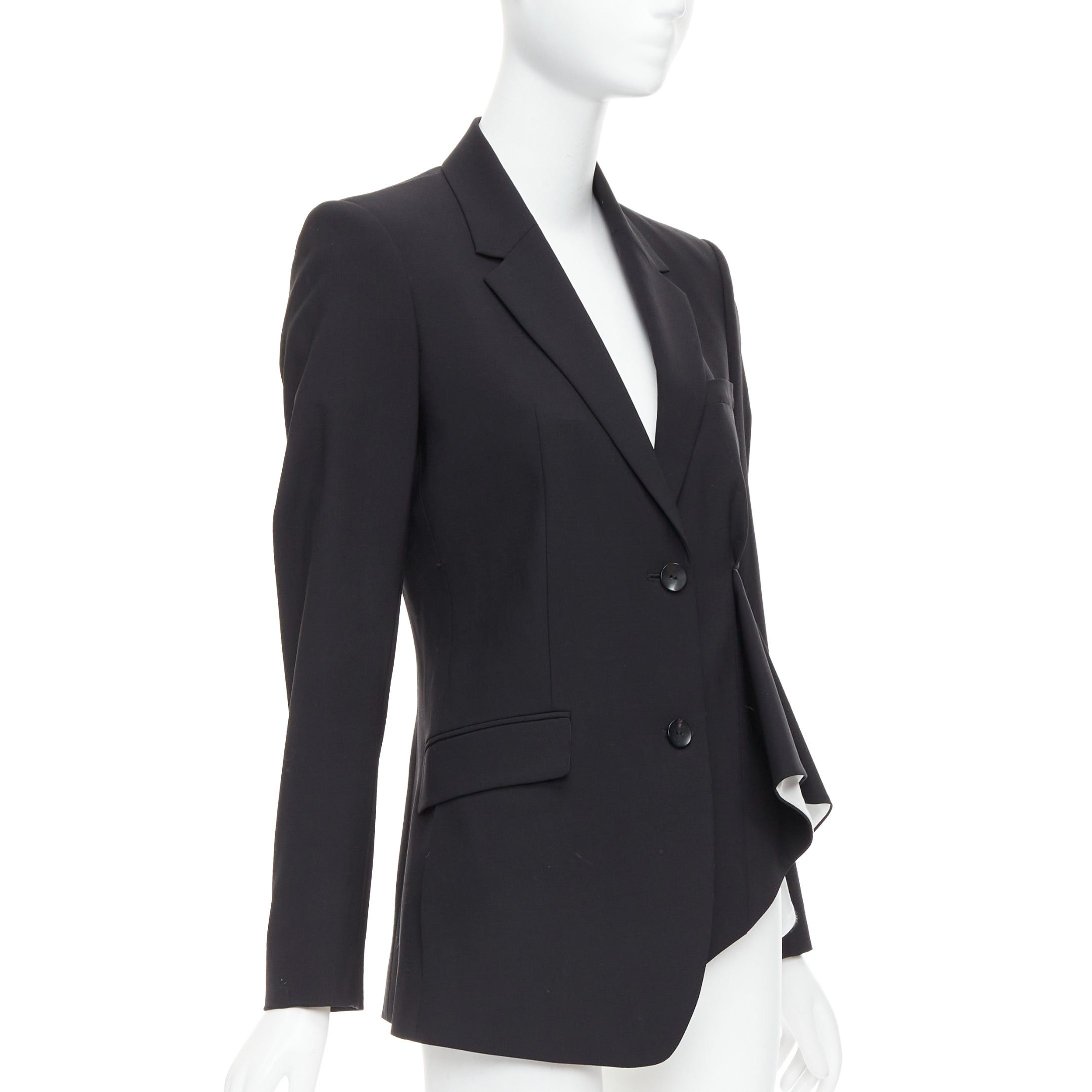 Theory THEORY black virgin wool blend cascade drape pleated side blazer US2 S Size S / US 4 / IT 40 - 4 Thumbnail