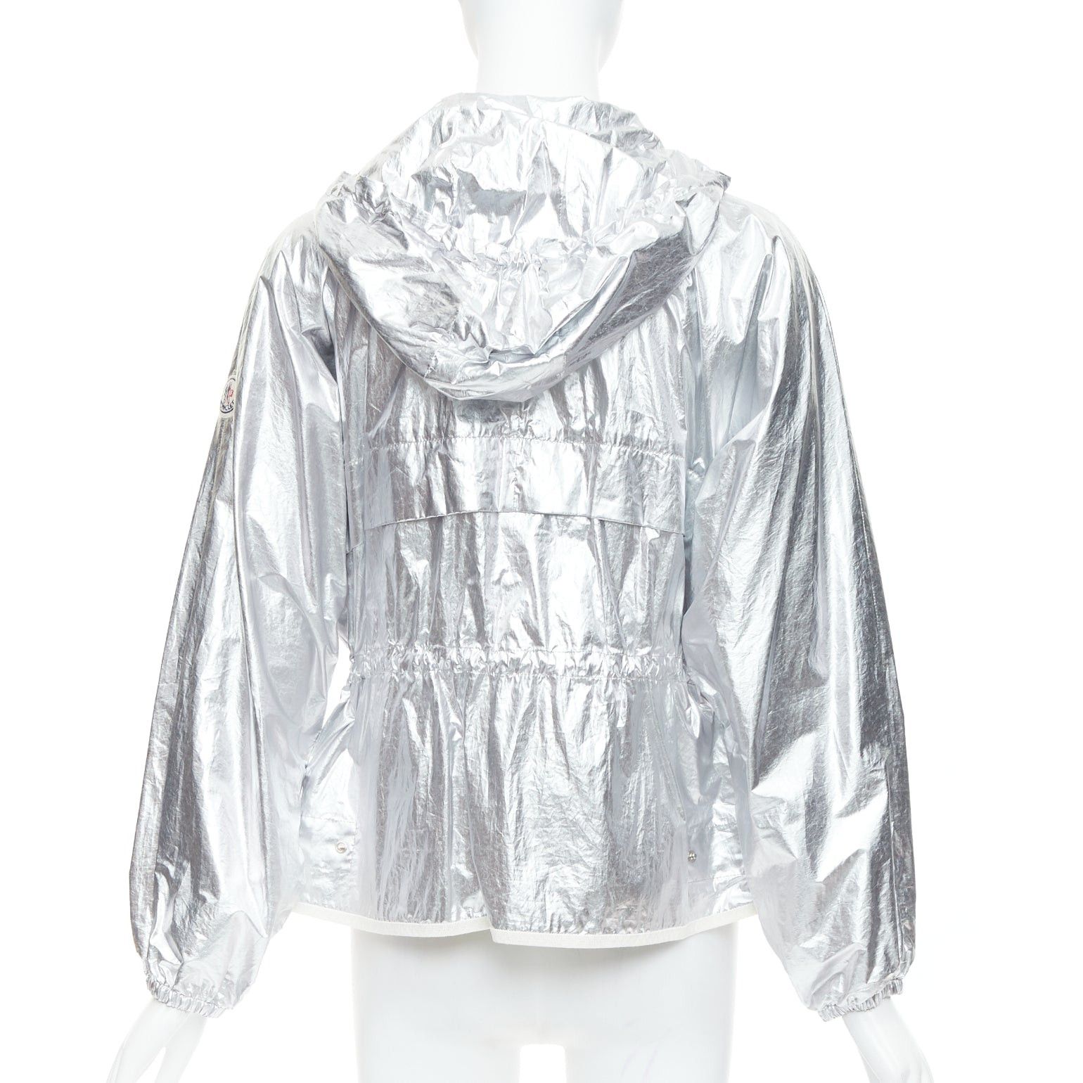 Moncler MONCLER silver coated cotton ruched waist hooded windbreaker Sz2 Size M / US 6-8 / IT 42-44 - 6 Thumbnail