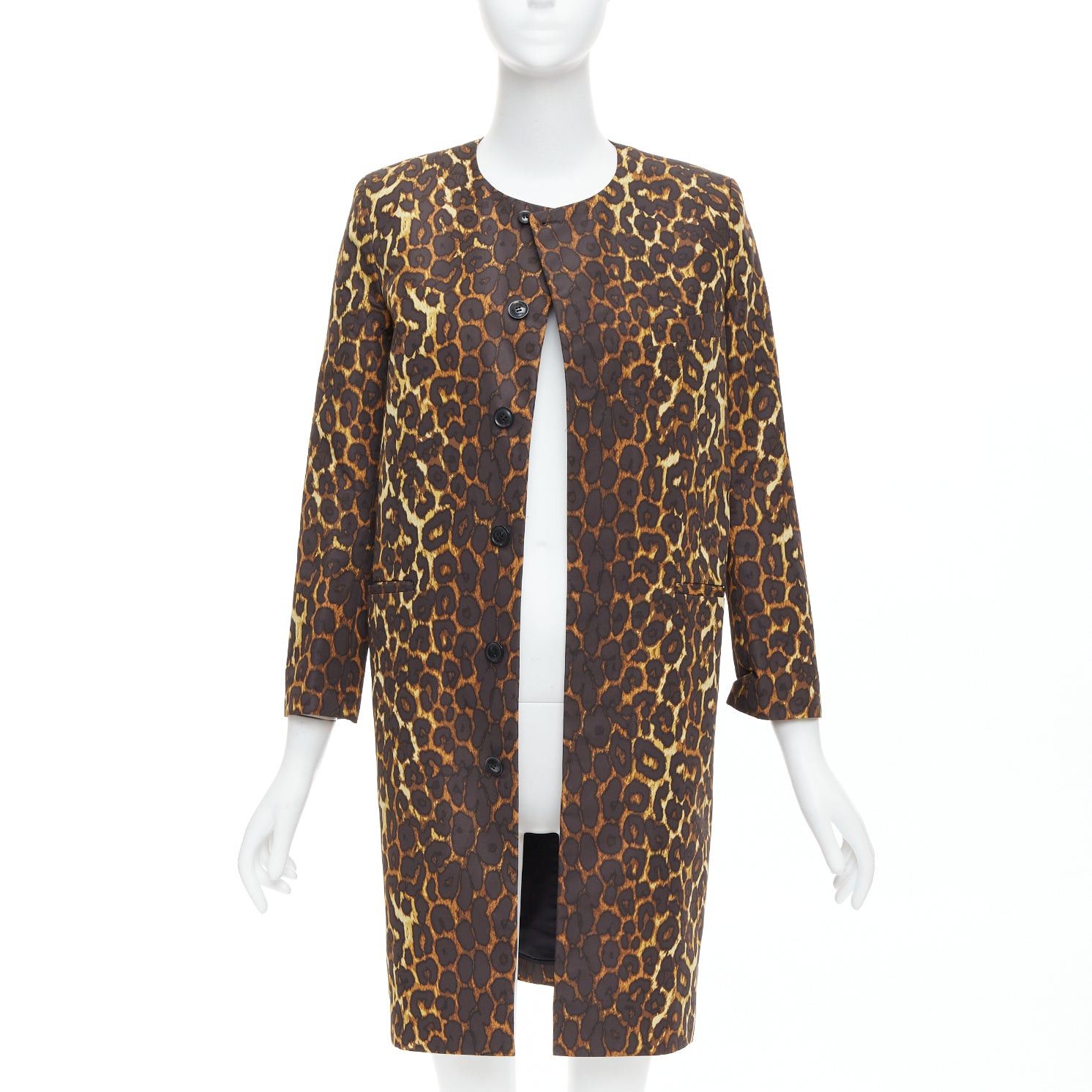Toga TOGA PULLA brown leopard animal print padded shoulder coat JP1 S Size S / US 4 / IT 40 - 3 Thumbnail