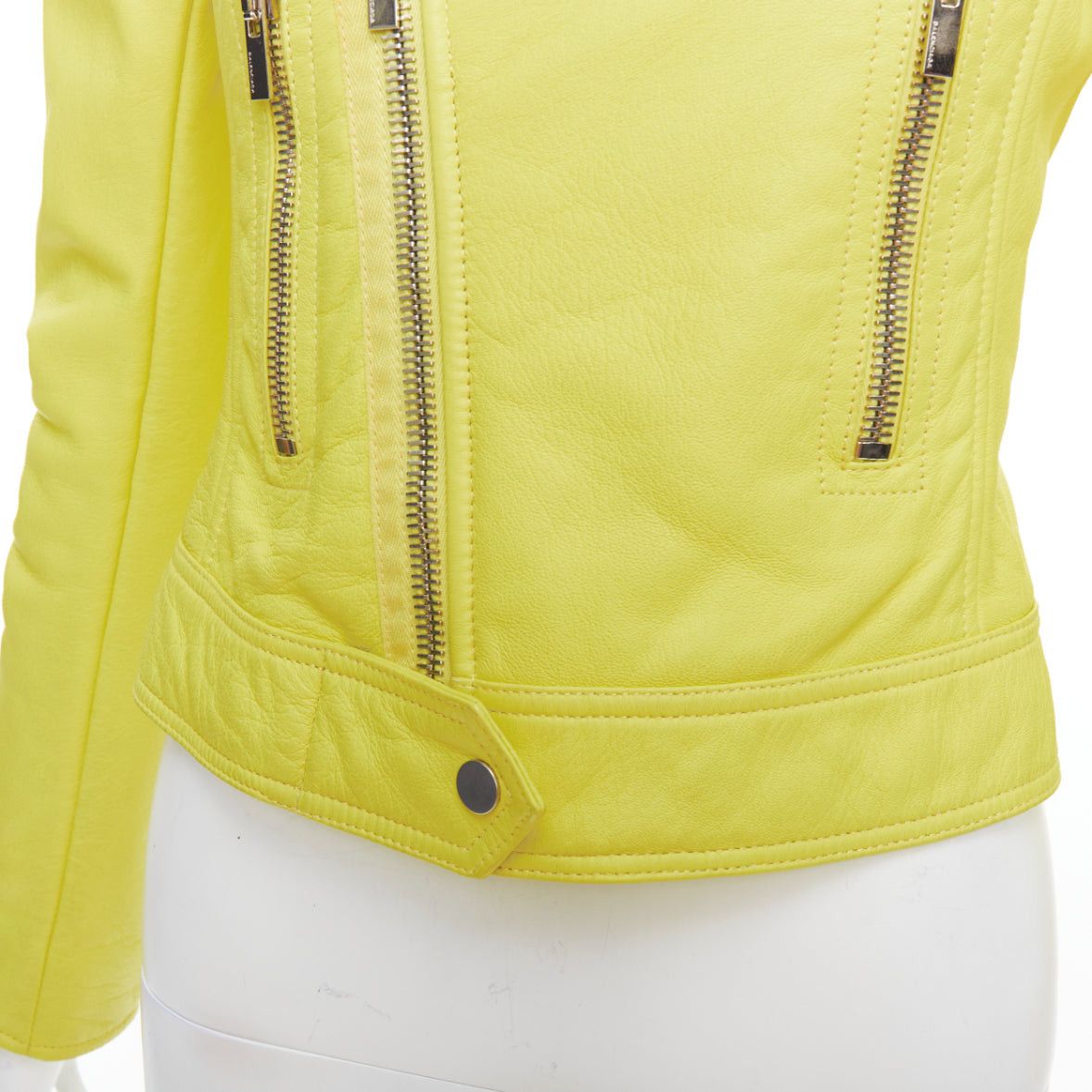 Balenciaga BALENCIAGA 2014 yellow lambskin leather crop biker jacket FR38 M Size M / US 6-8 / IT 42-44 - 8 Thumbnail