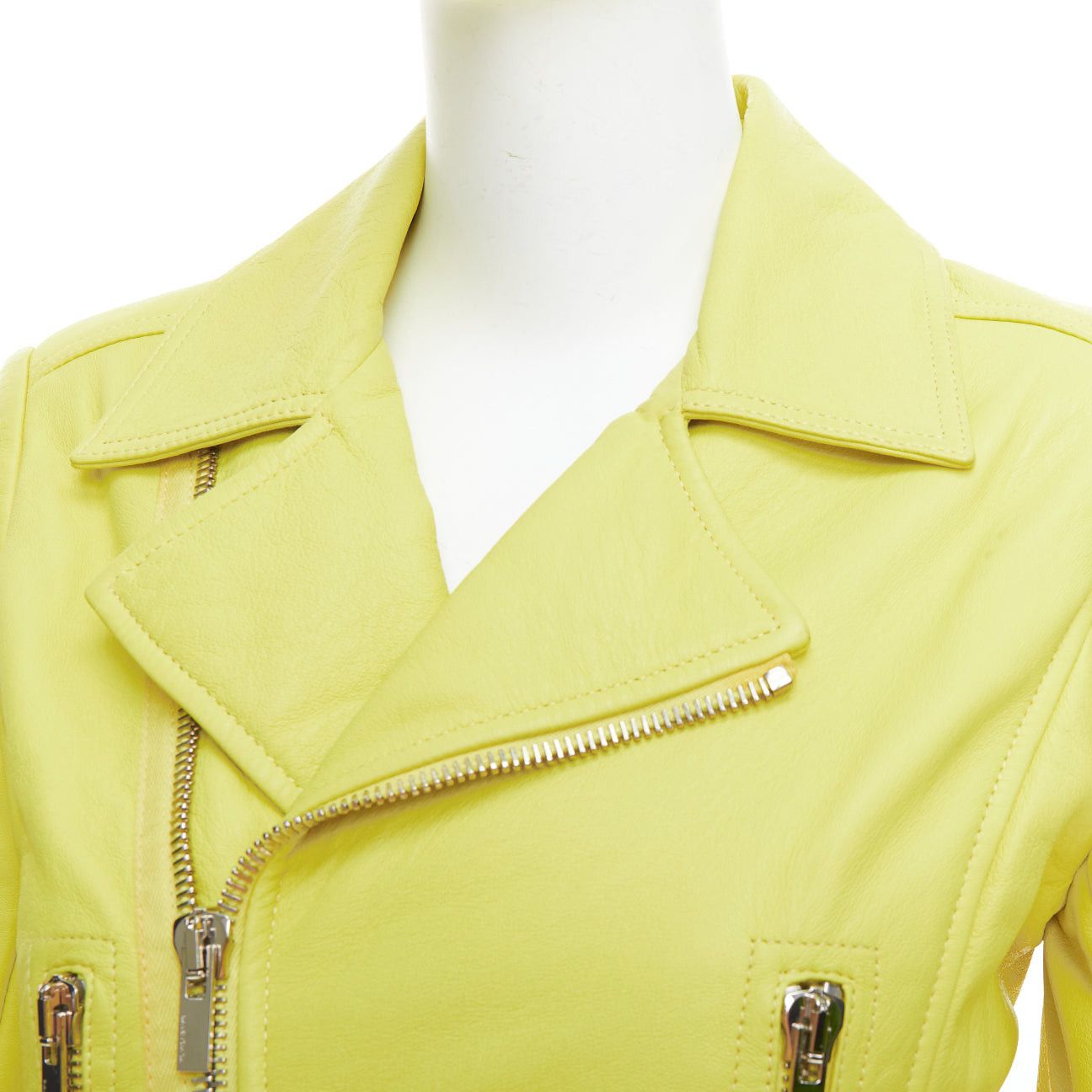 Balenciaga BALENCIAGA 2014 yellow lambskin leather crop biker jacket FR38 M Size M / US 6-8 / IT 42-44 - 2 Thumbnail