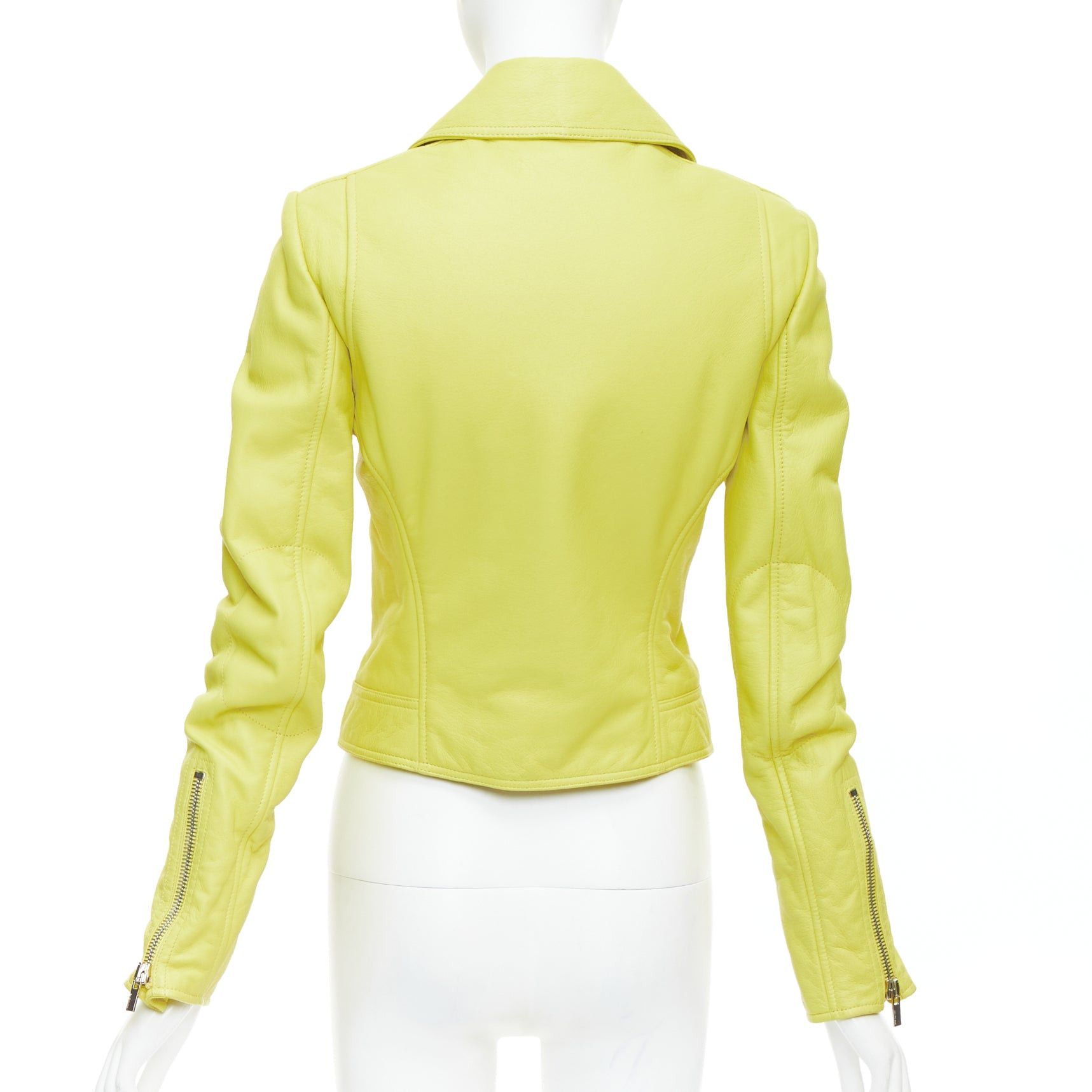 Balenciaga BALENCIAGA 2014 yellow lambskin leather crop biker jacket FR38 M Size M / US 6-8 / IT 42-44 - 6 Thumbnail