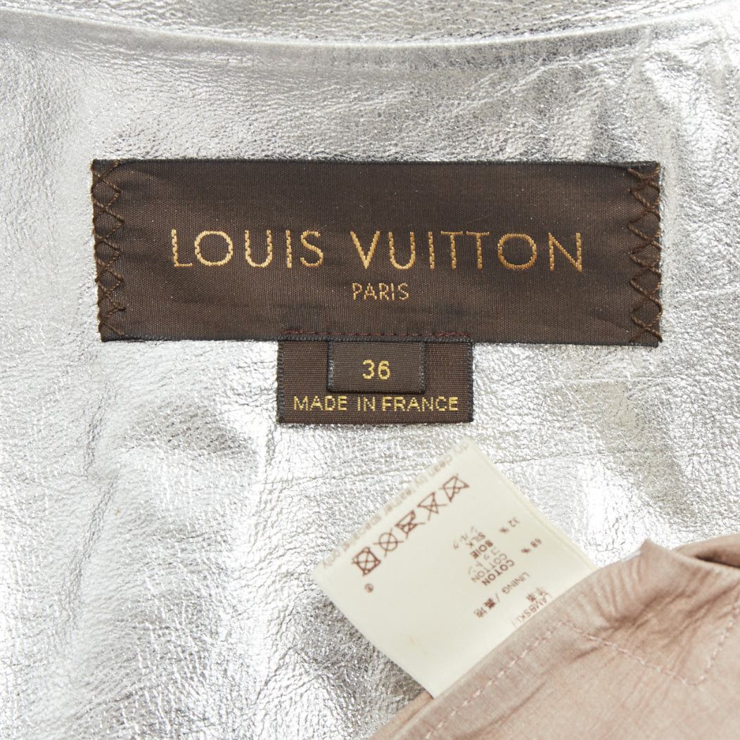 Louis Vuitton LOUIS VUITTON Marc Jacobs metallic silver leather crystal button jacket FR36 S Size S / US 4 / IT 40 - 9 Thumbnail