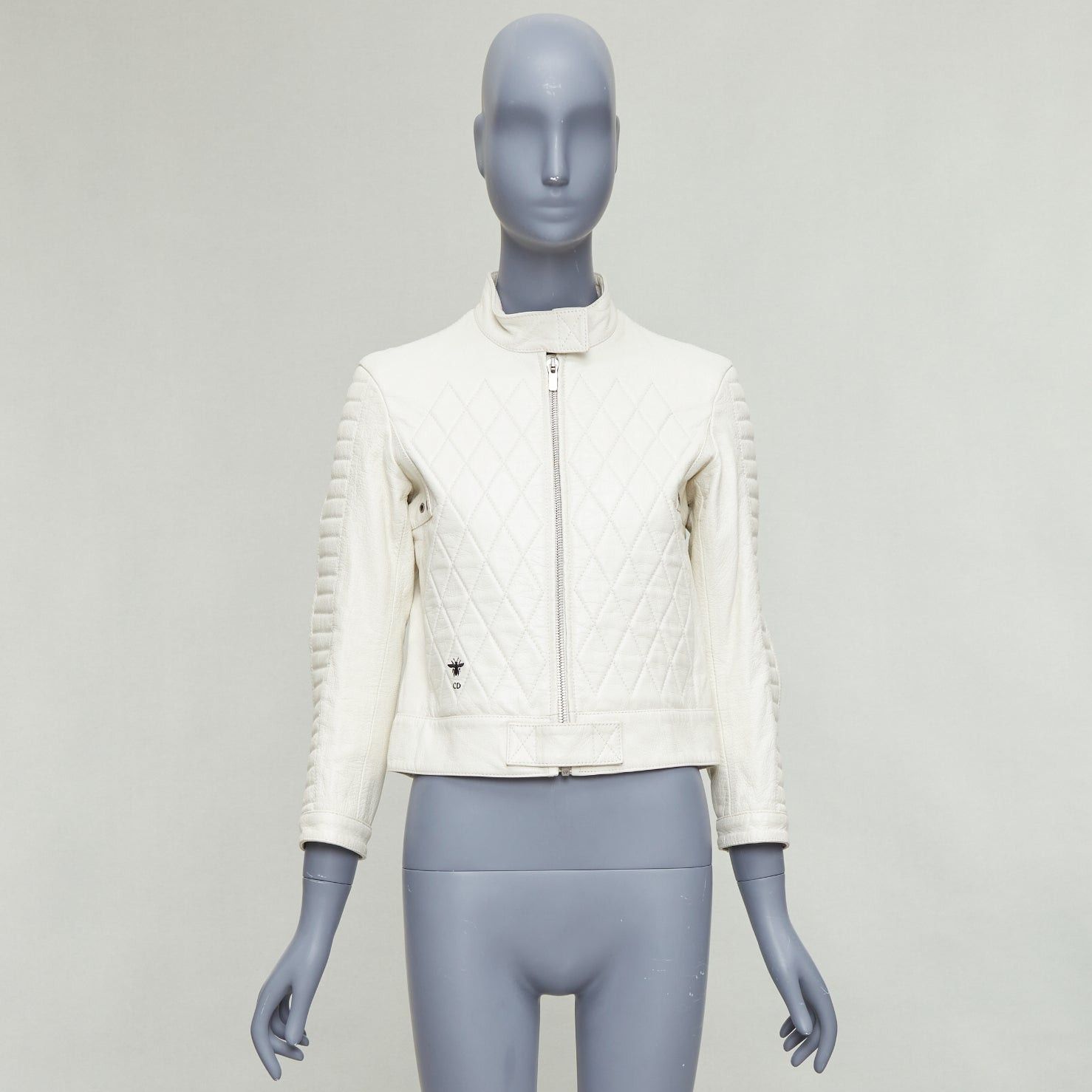 Dior DIOR Runway cream goat leather CD bee quilted biker jacket FR38 M Size M / US 6-8 / IT 42-44 - 10 Thumbnail