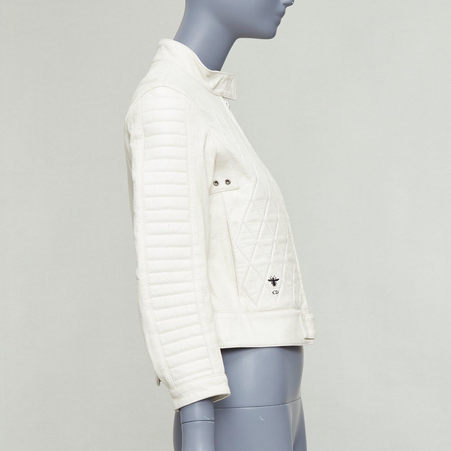Dior DIOR Runway cream goat leather CD bee quilted biker jacket FR38 M Size M / US 6-8 / IT 42-44 - 5 Thumbnail