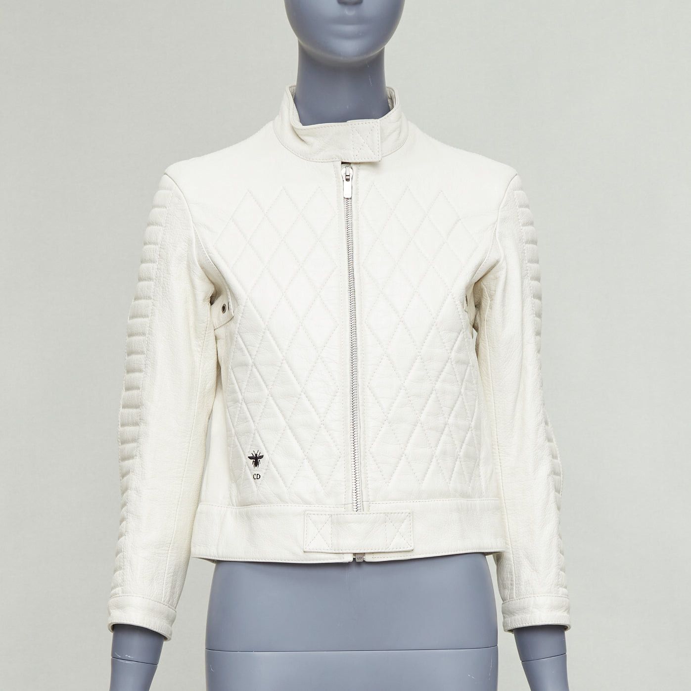 Dior DIOR Runway cream goat leather CD bee quilted biker jacket FR38 M Size M / US 6-8 / IT 42-44 - 3 Thumbnail