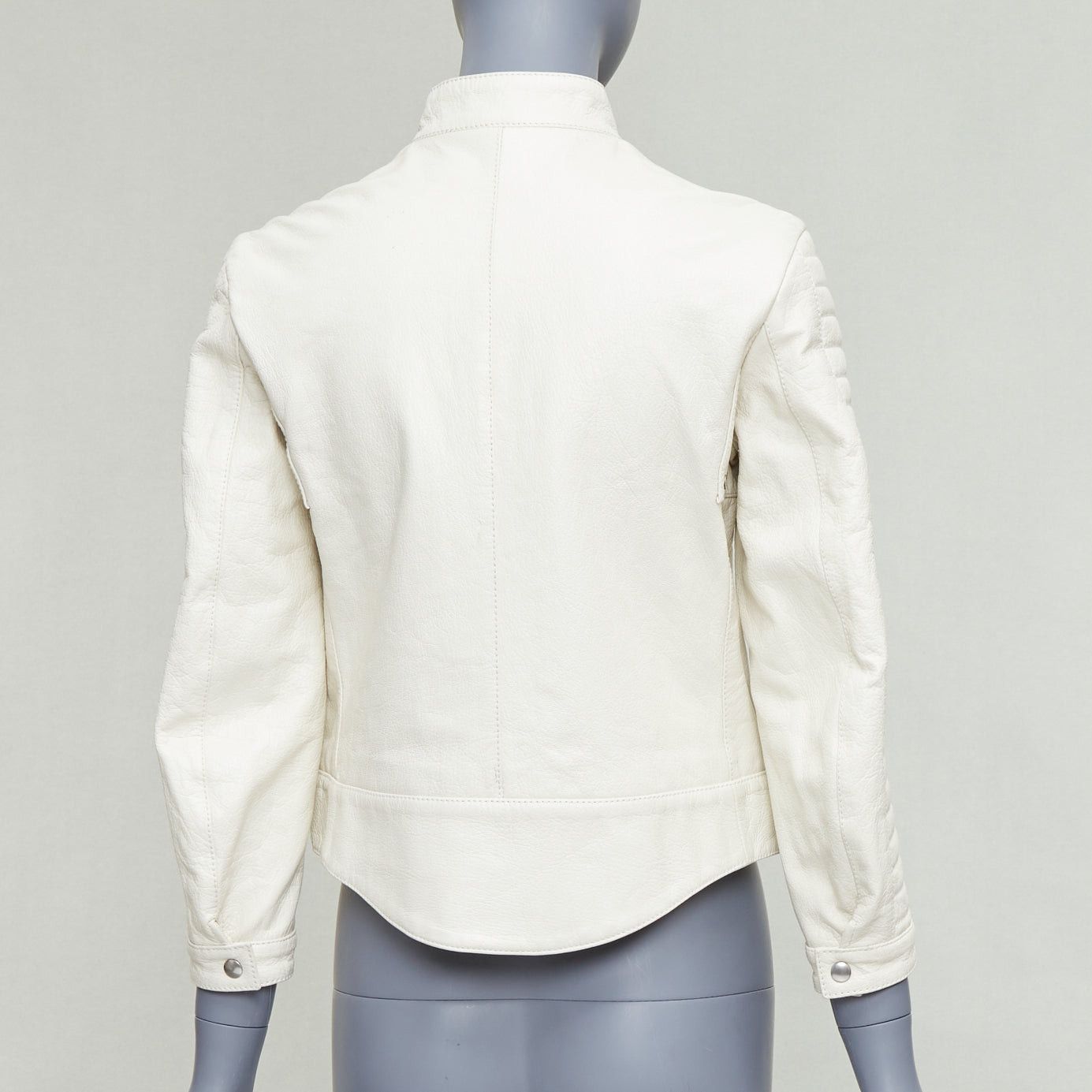 Dior DIOR Runway cream goat leather CD bee quilted biker jacket FR38 M Size M / US 6-8 / IT 42-44 - 6 Thumbnail