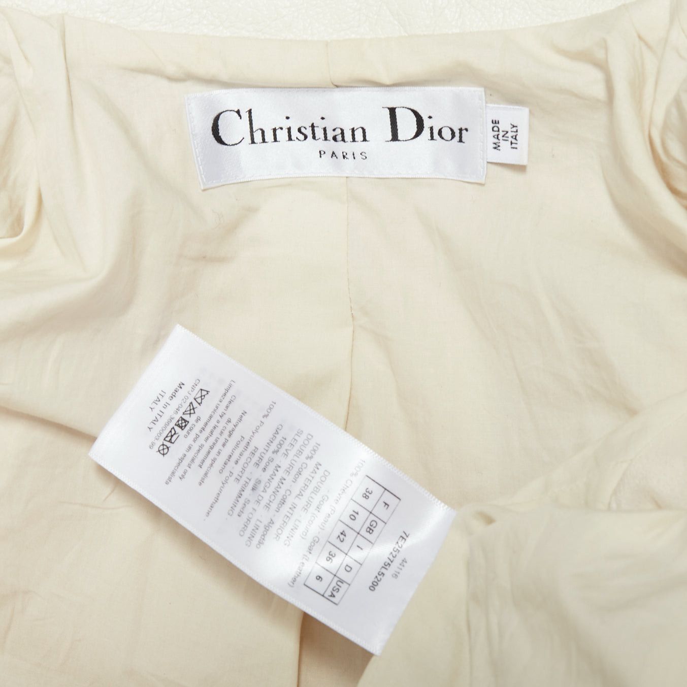 Dior DIOR Runway cream goat leather CD bee quilted biker jacket FR38 M Size M / US 6-8 / IT 42-44 - 9 Thumbnail