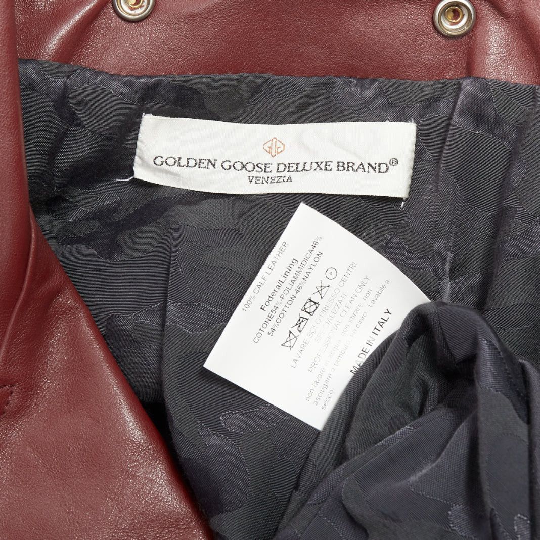 Golden Goose GOLDEN GOOSE Life burgundy calfskin leather cropped biker jacket M Size M / US 6-8 / IT 42-44 - 9 Thumbnail